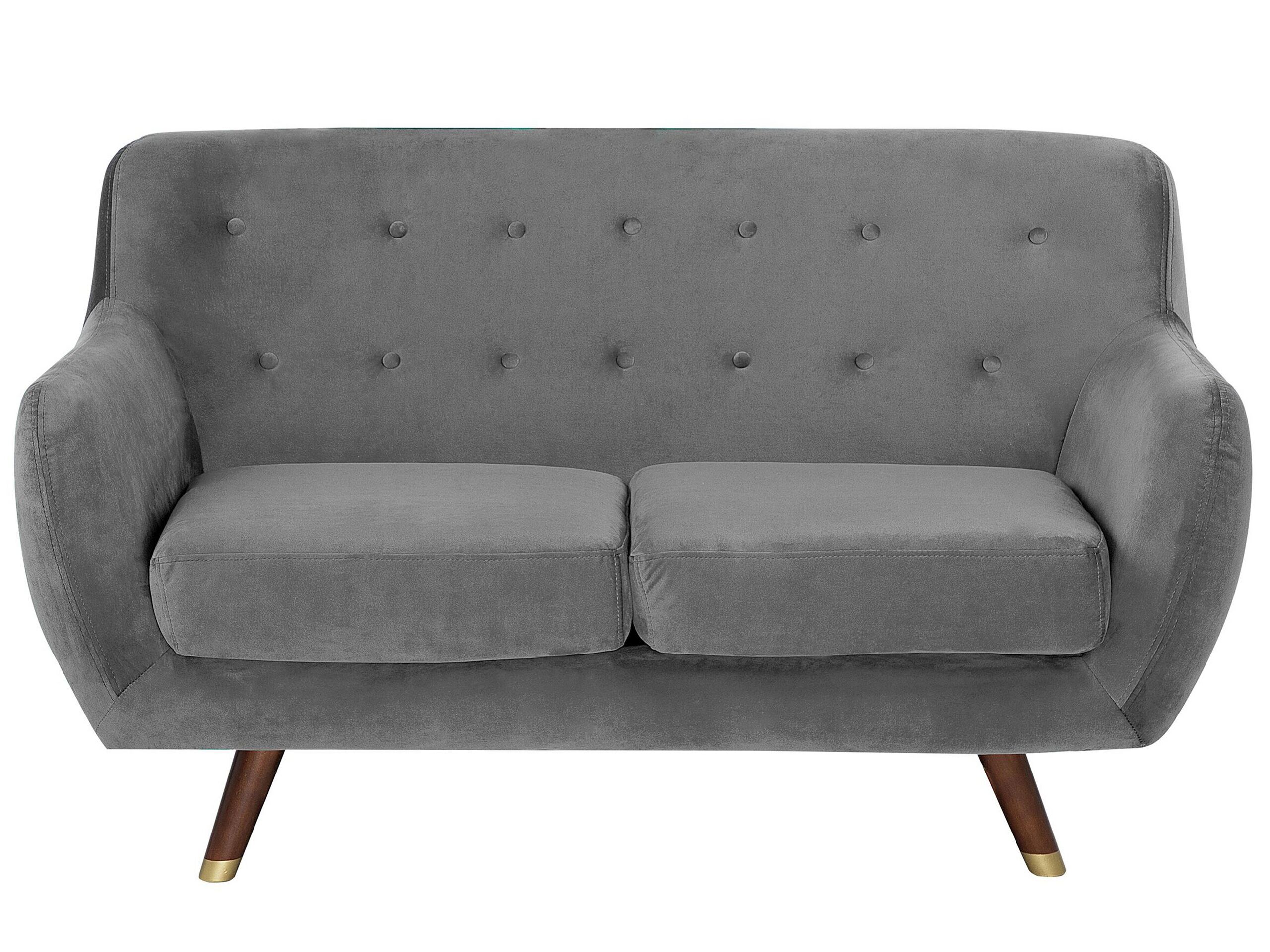 2 Seater Velvet Sofa Grey BODO - Gemini Interiors