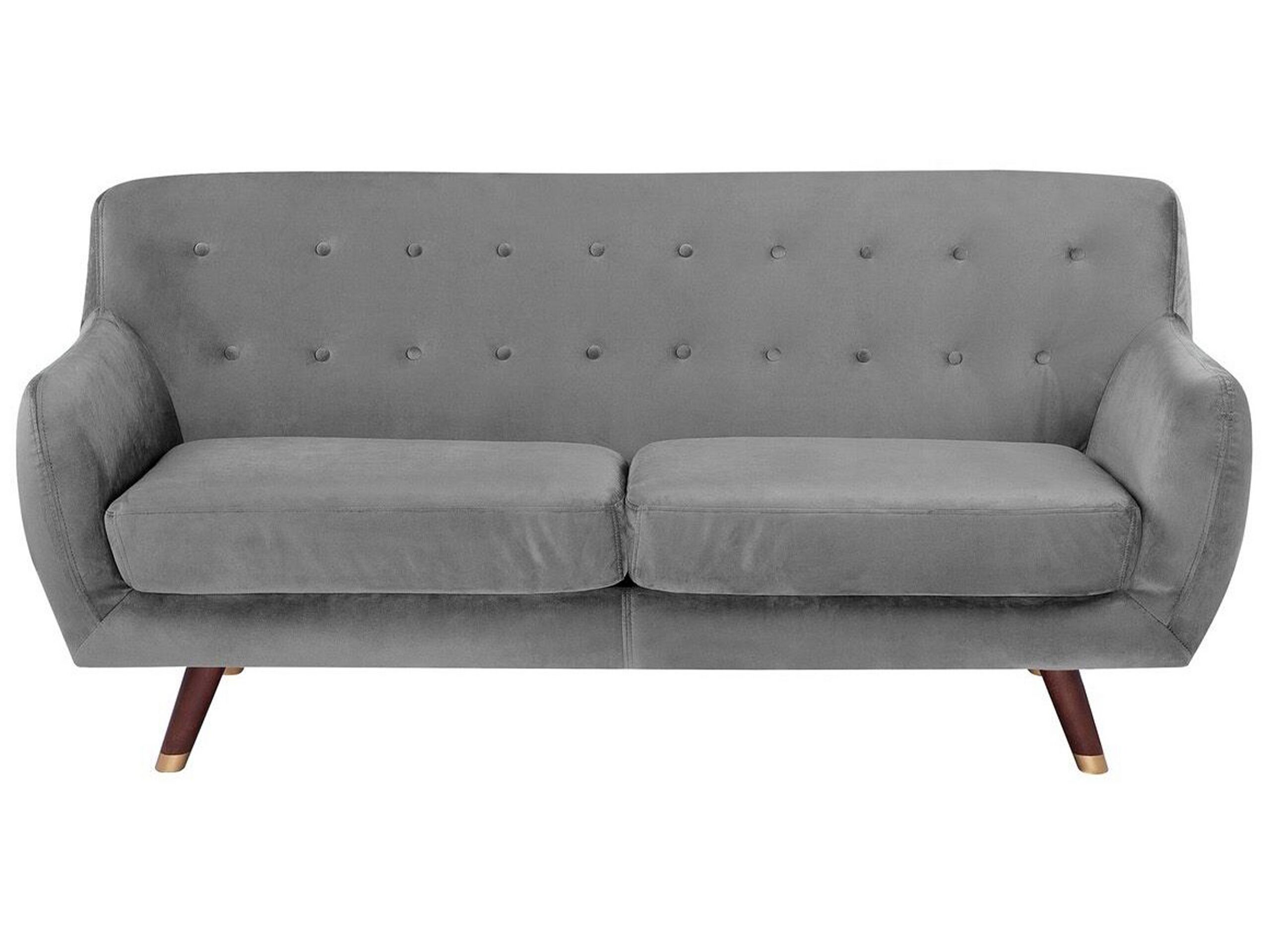 3 Seater Velvet Sofa Grey BODO - Gemini Interiors