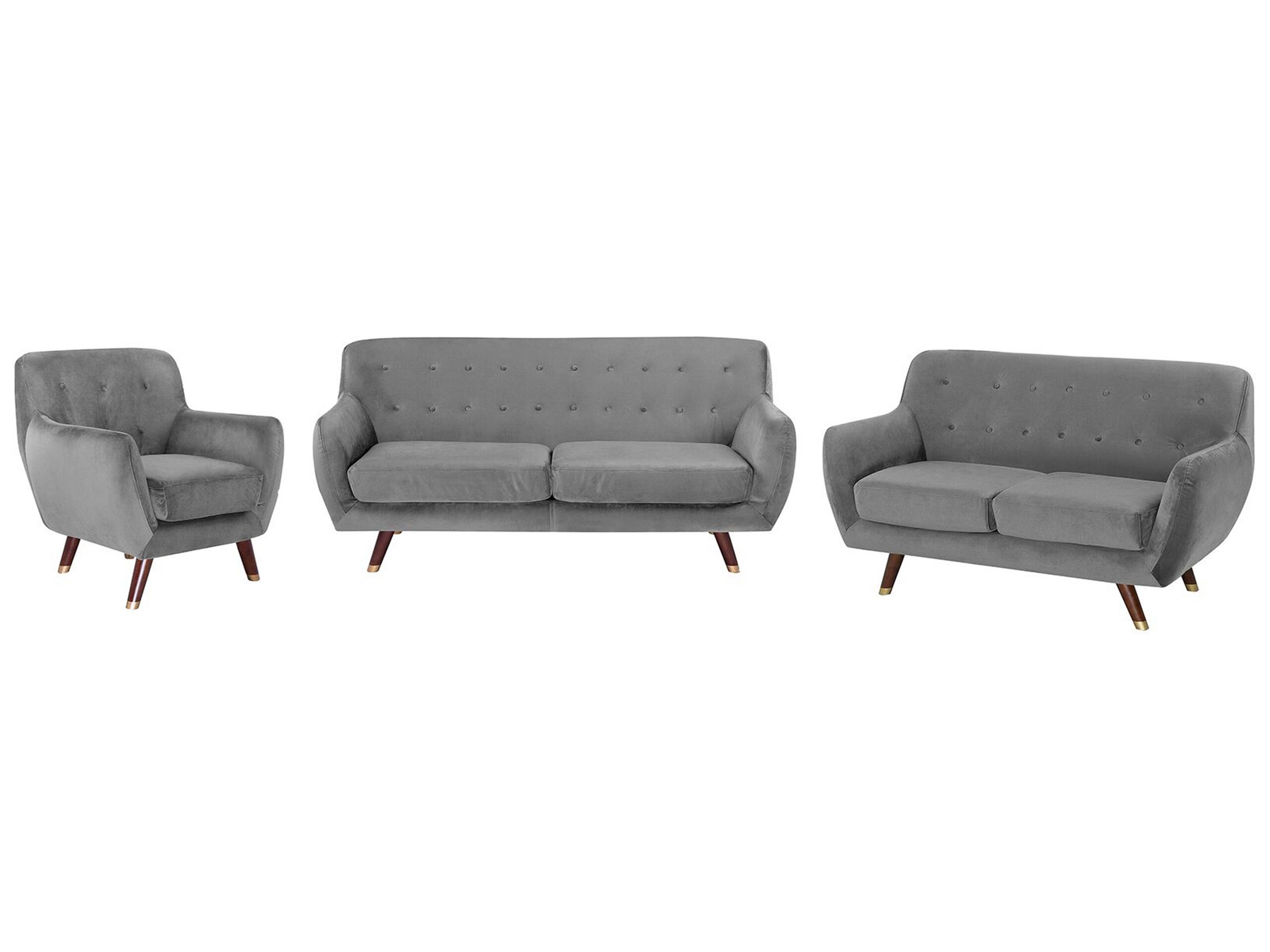 Velvet Living Room Set Grey BODO - Gemini Interiors