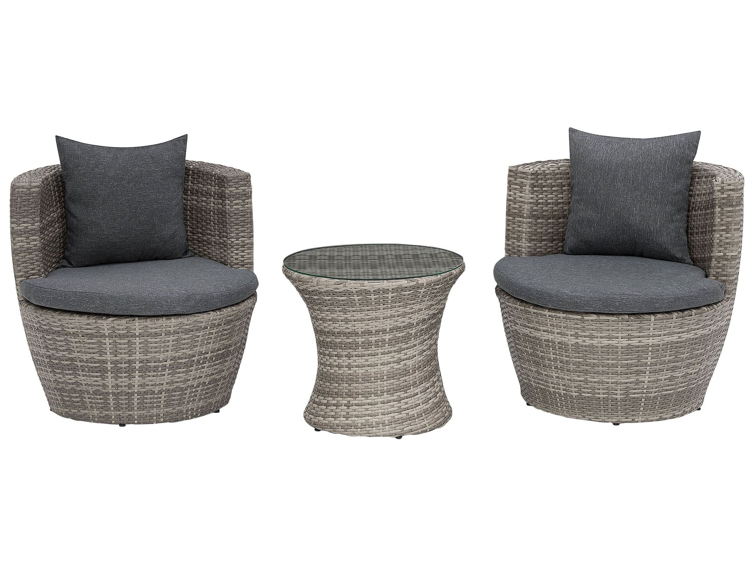 PE Rattan Garden Bistro Set Grey CAPRI - Gemini Interiors
