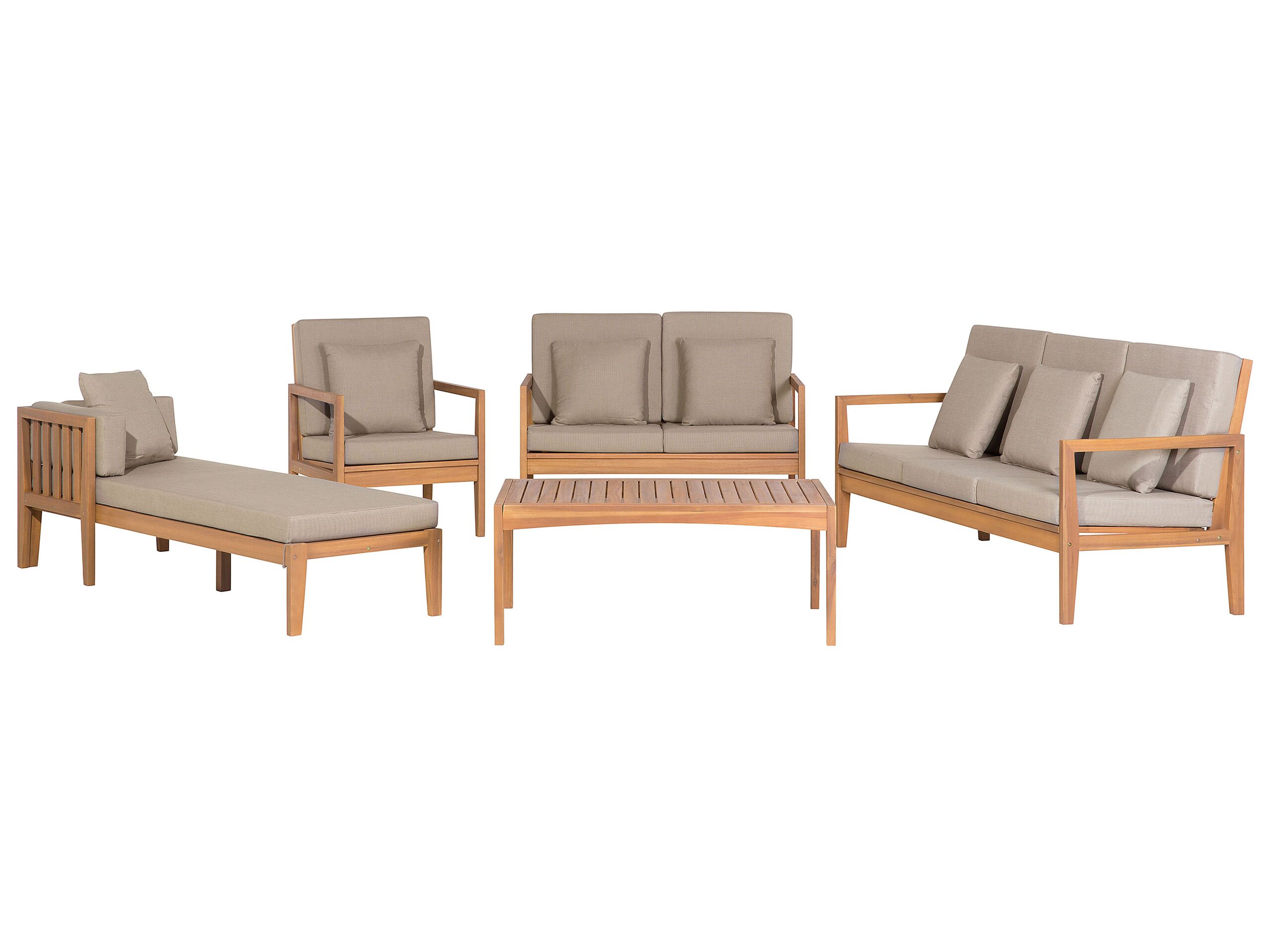 7 Seater Certified Acacia Wood Garden Lounge Set Grey PATAJA - Gemini Interiors