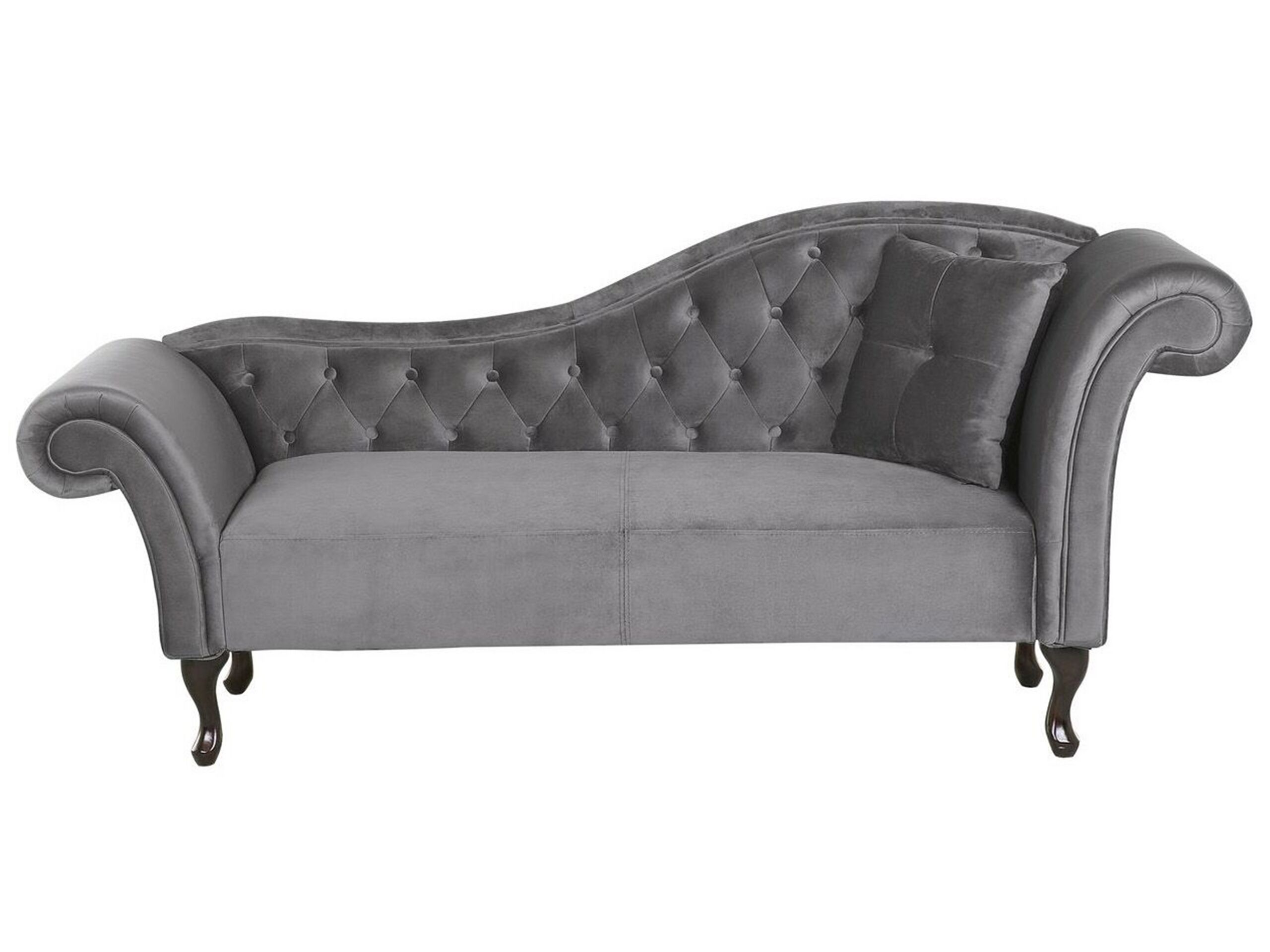 Right Hand Chaise Lounge Velvet Grey LATTES - Gemini Interiors