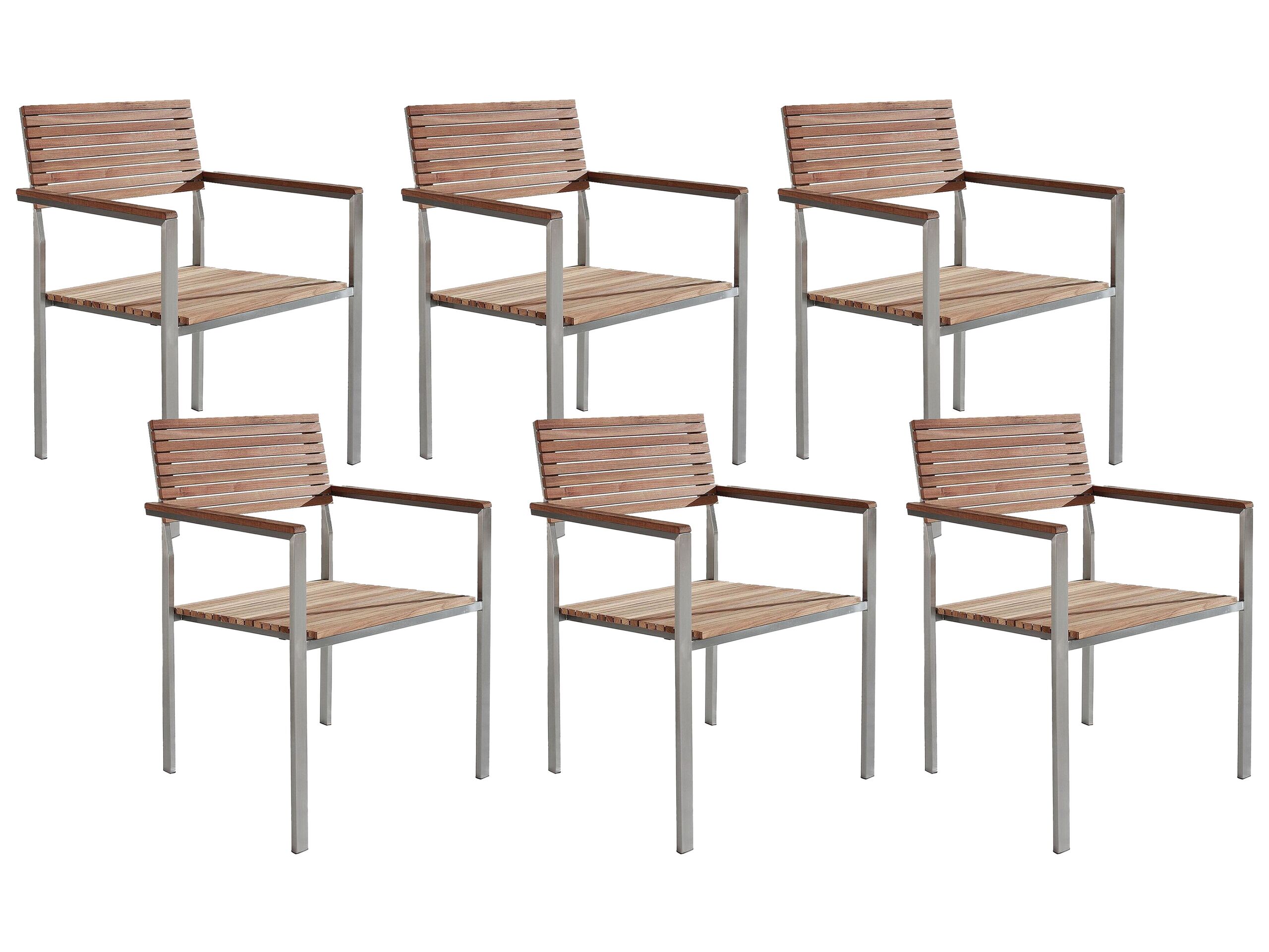 Set of 6 Teak Garden Chairs Light Wood VIAREGGIO - Gemini Interiors