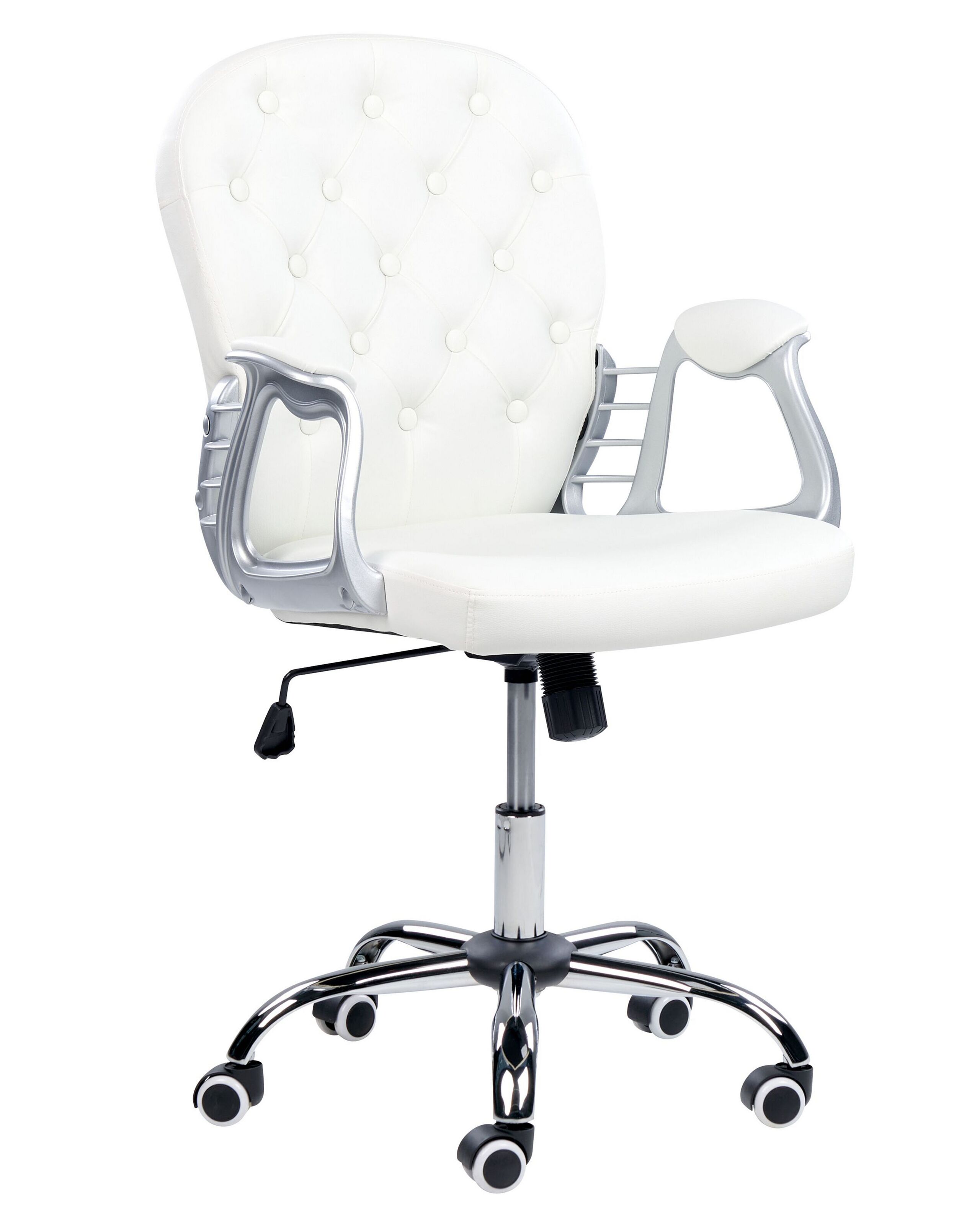 Swivel Faux Leather Office Chair White PRINCESS - Gemini Interiors