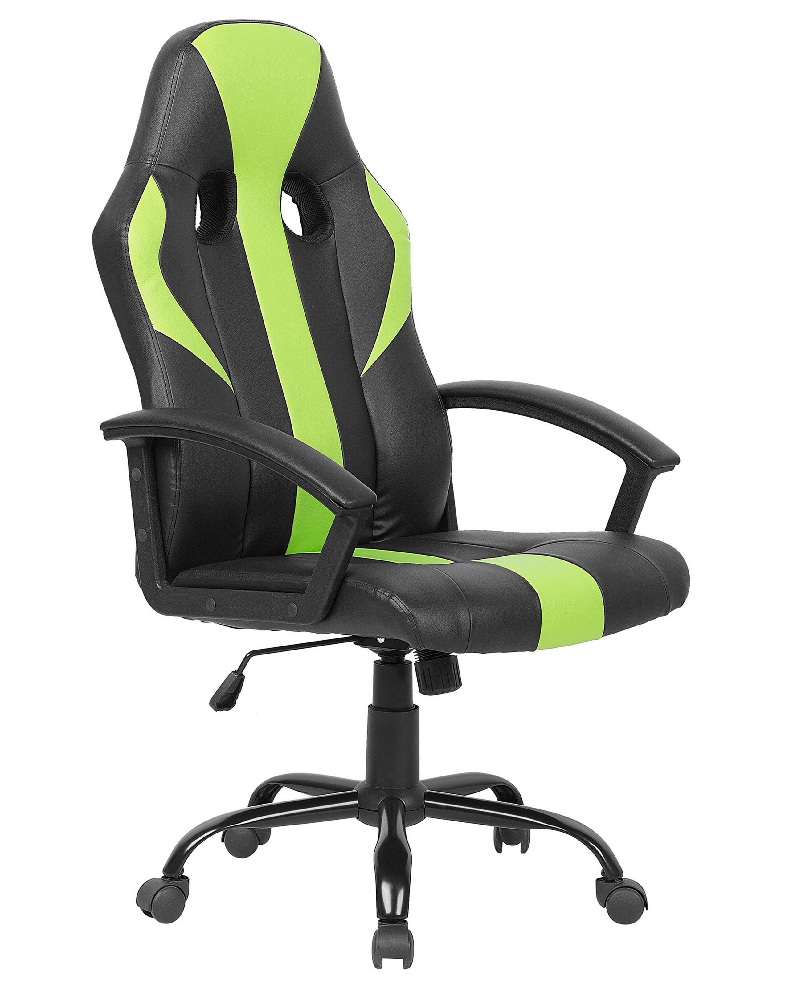 Swivel Faux Leather Office Chair Green SUCCESS - Gemini Interiors