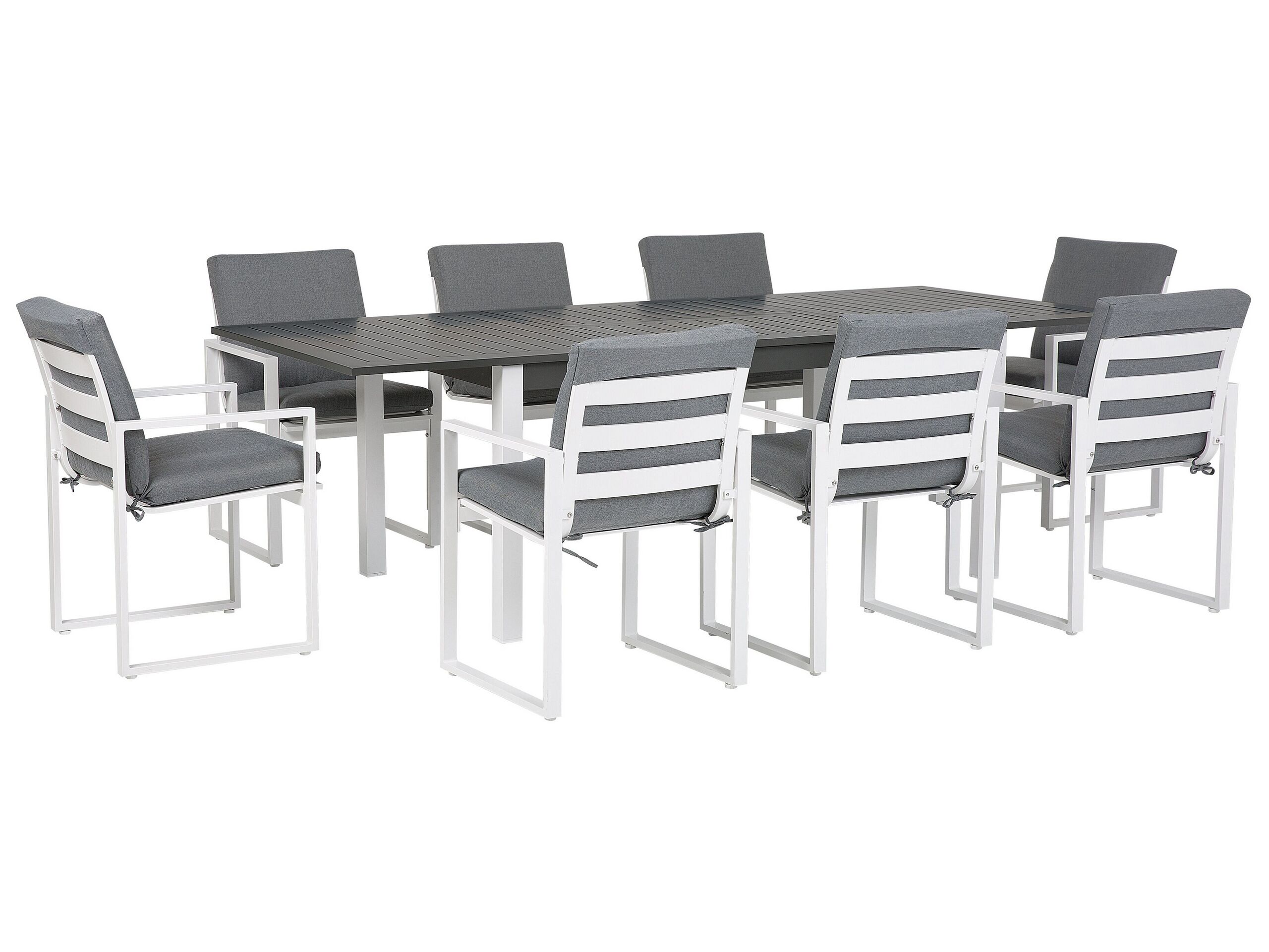 8 Seater Metal Garden Dining Set Grey PANCOLE - Gemini Interiors