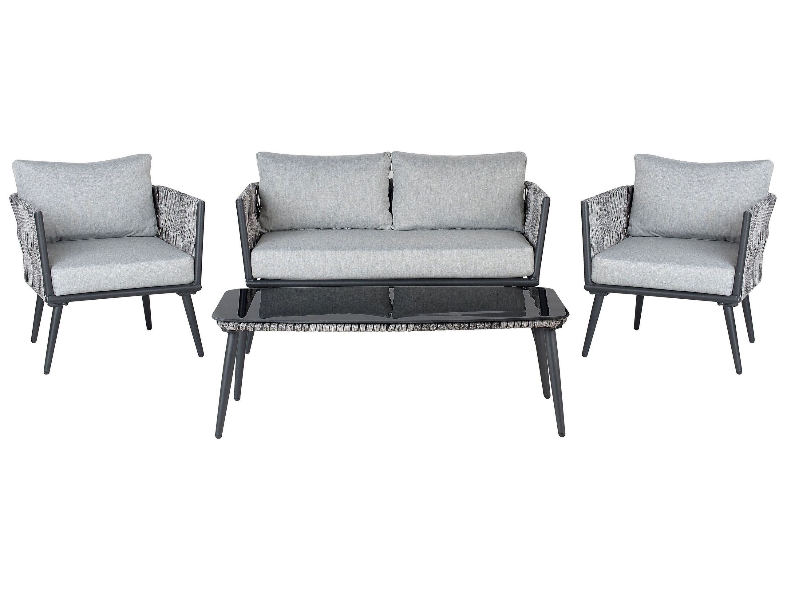 4 Seater PE Rattan Garden Sofa Set Grey PREVEZA - Gemini Interiors