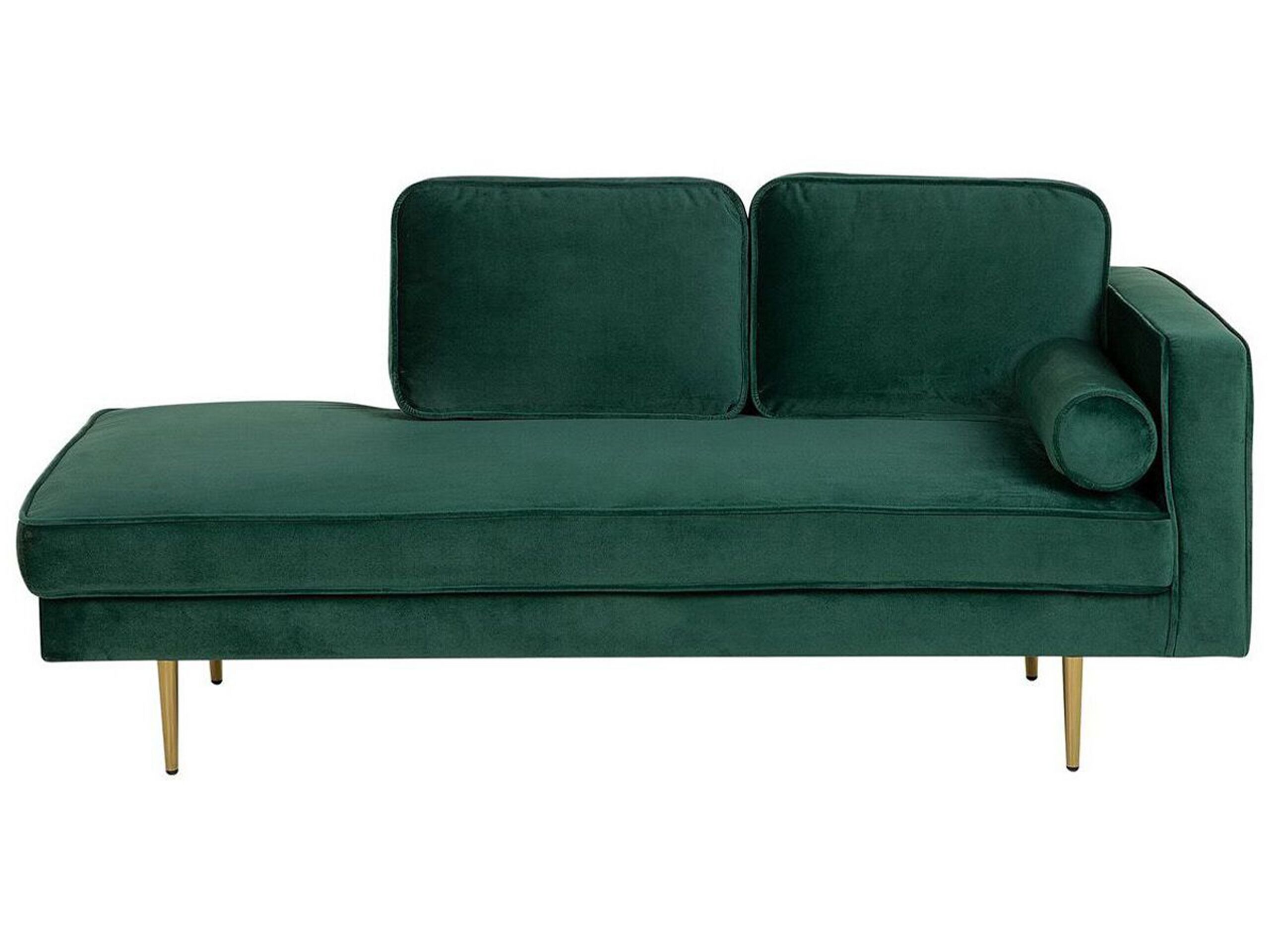 Right Hand Velvet Chaise Lounge Emerald Green MIRAMAS - Gemini Interiors