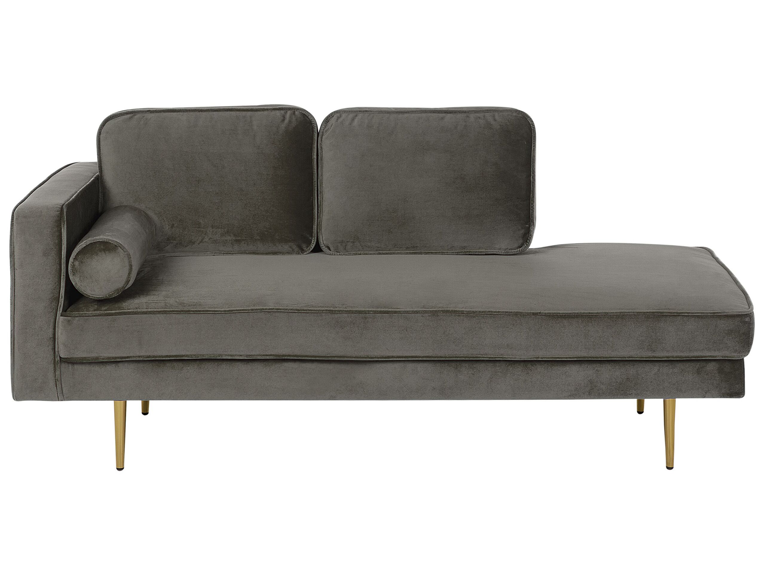 Left Hand Velvet Chaise Lounge Grey MIRAMAS - Gemini Interiors