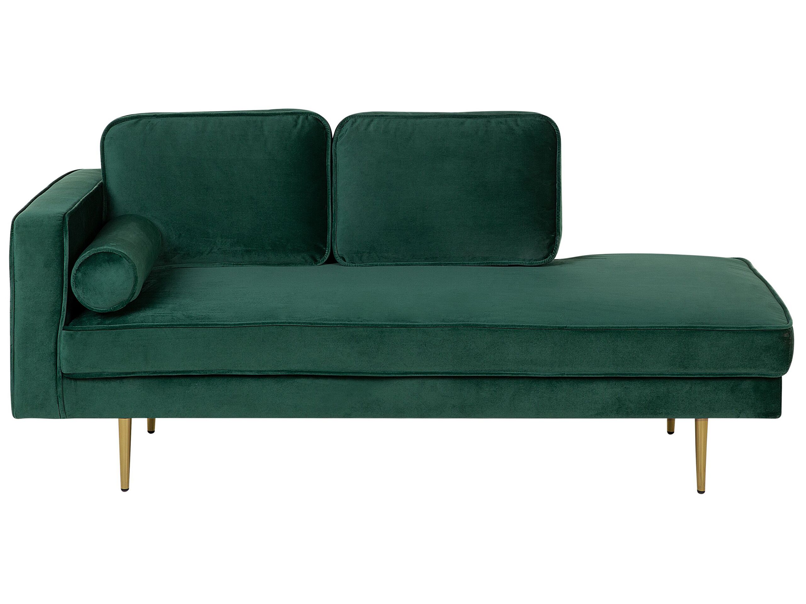 Left Hand Velvet Chaise Lounge Emerald Green MIRAMAS - Gemini Interiors