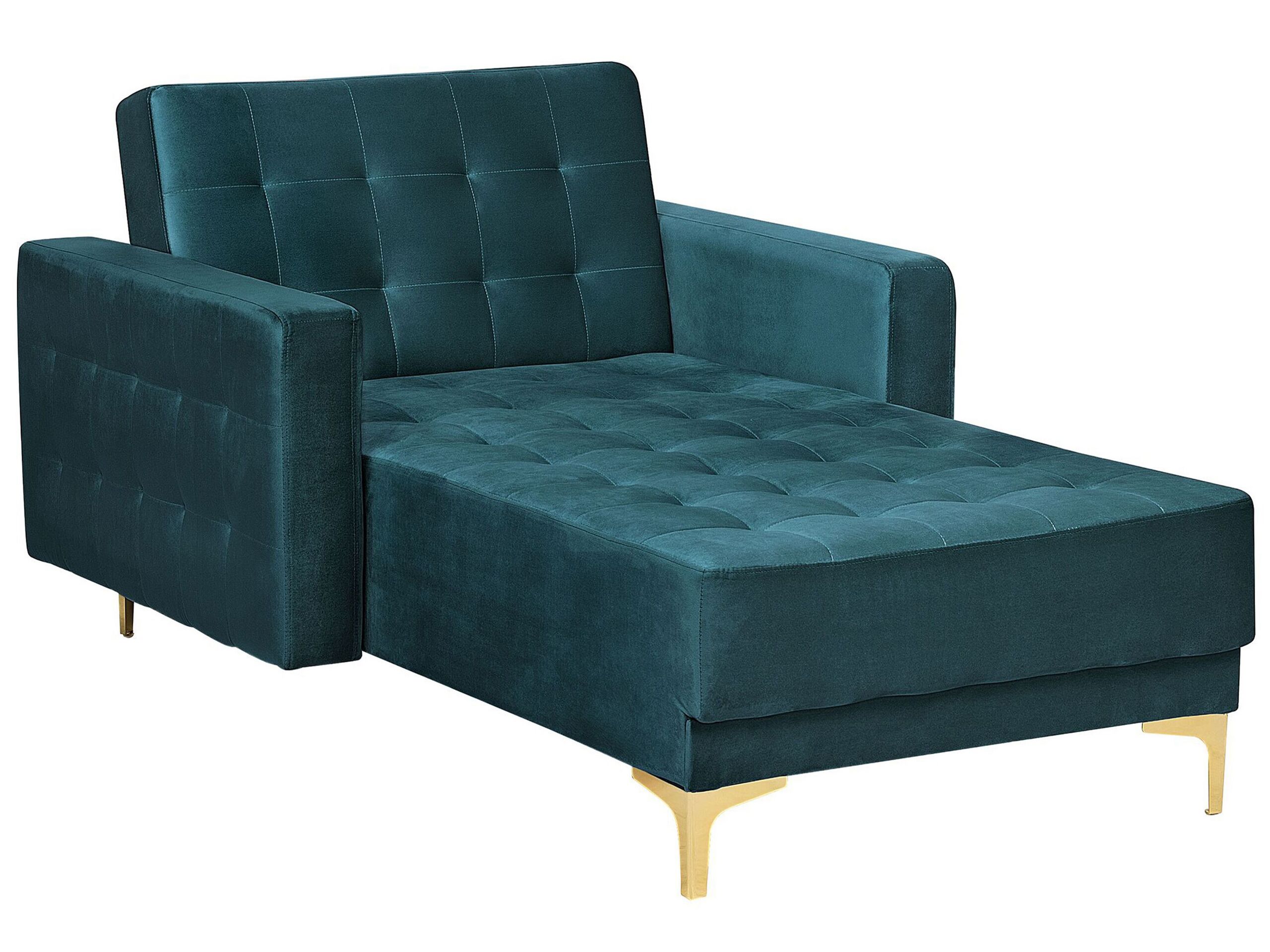 Velvet Chaise Lounge Teal ABERDEEN - Gemini Interiors