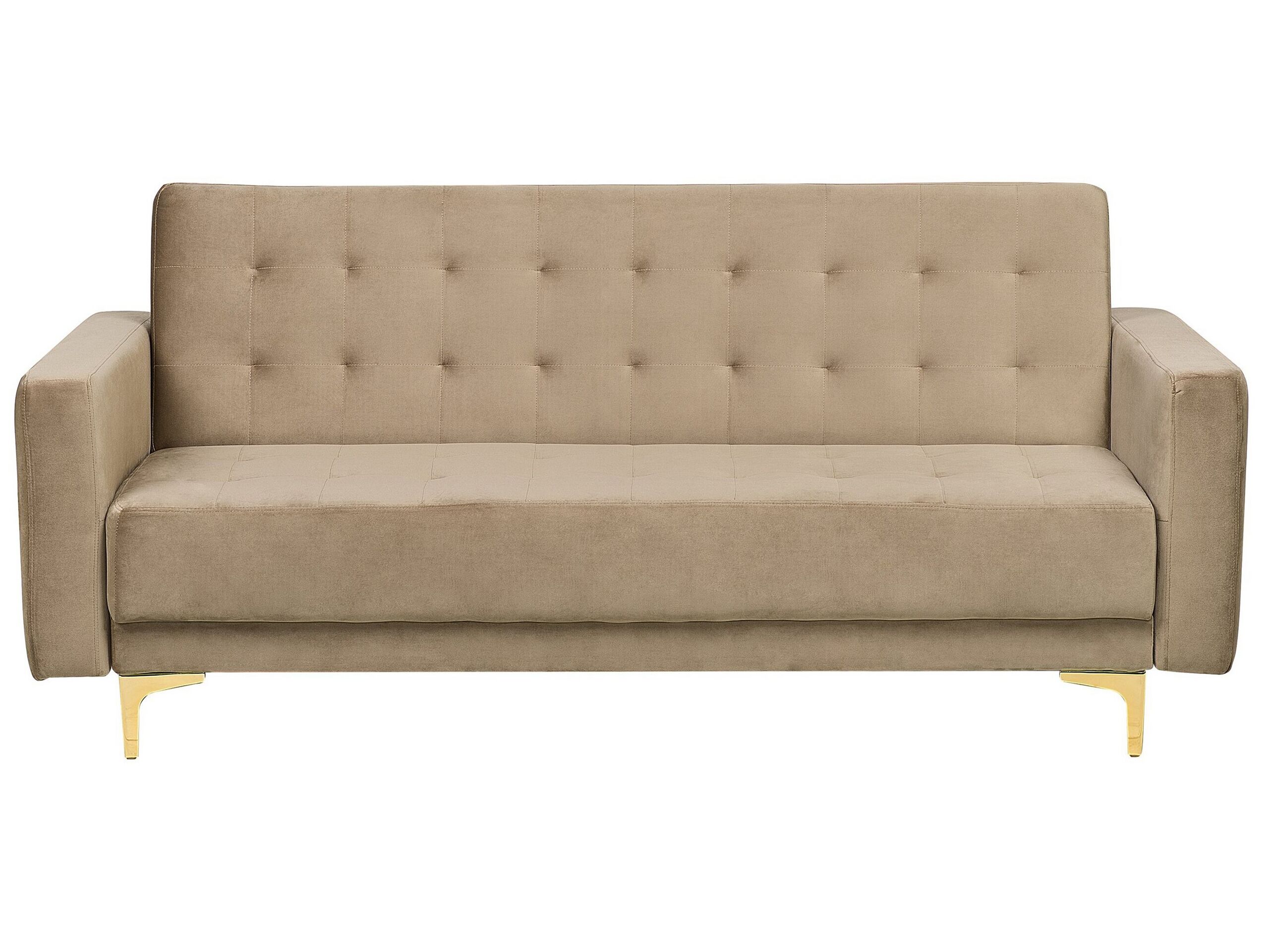 3 Seater Velvet Sofa Bed Sand Beige ABERDEEN - Gemini Interiors