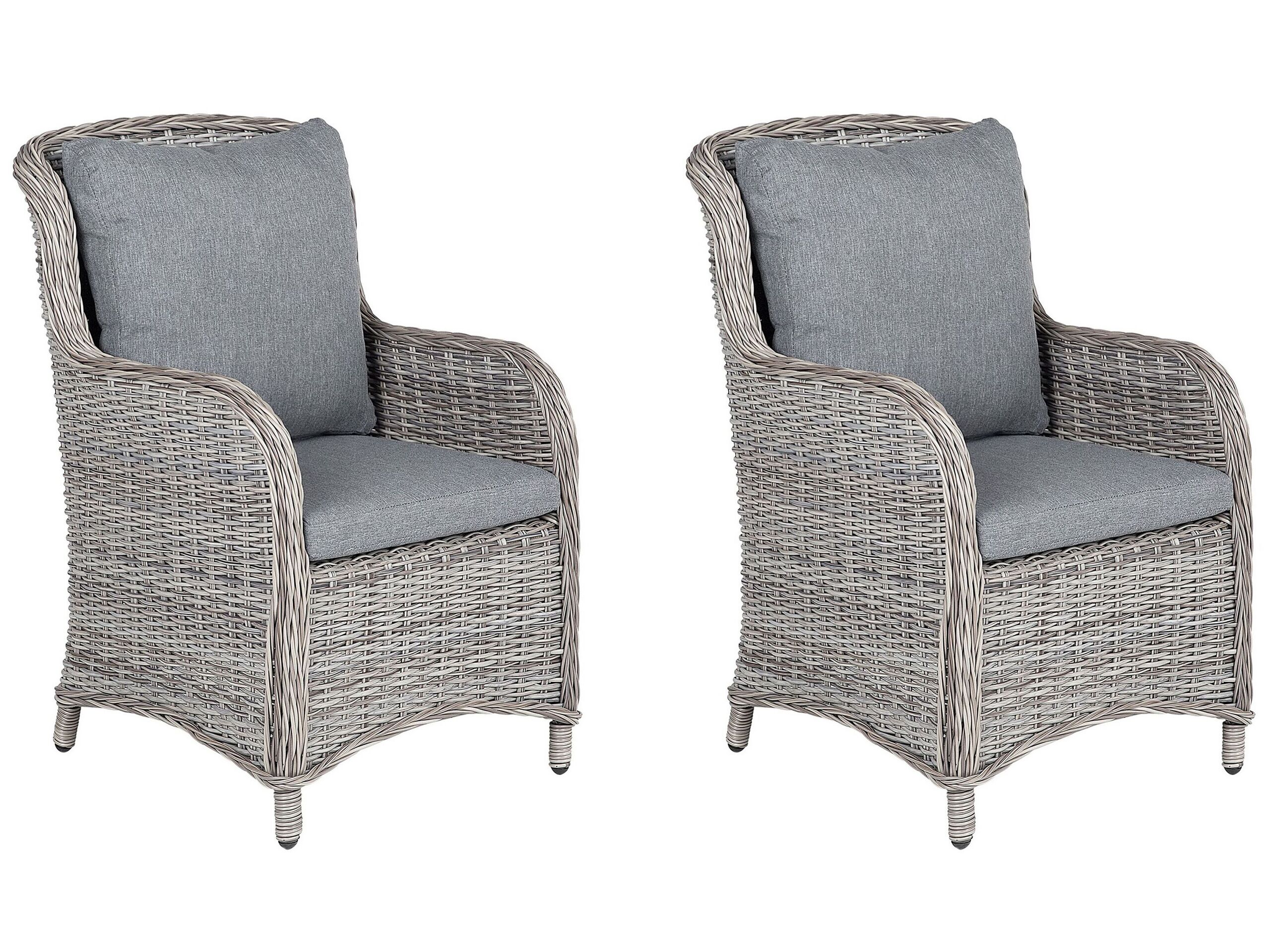 Set of 2 PE Rattan Garden Chairs Grey CASCAIS - Gemini Interiors