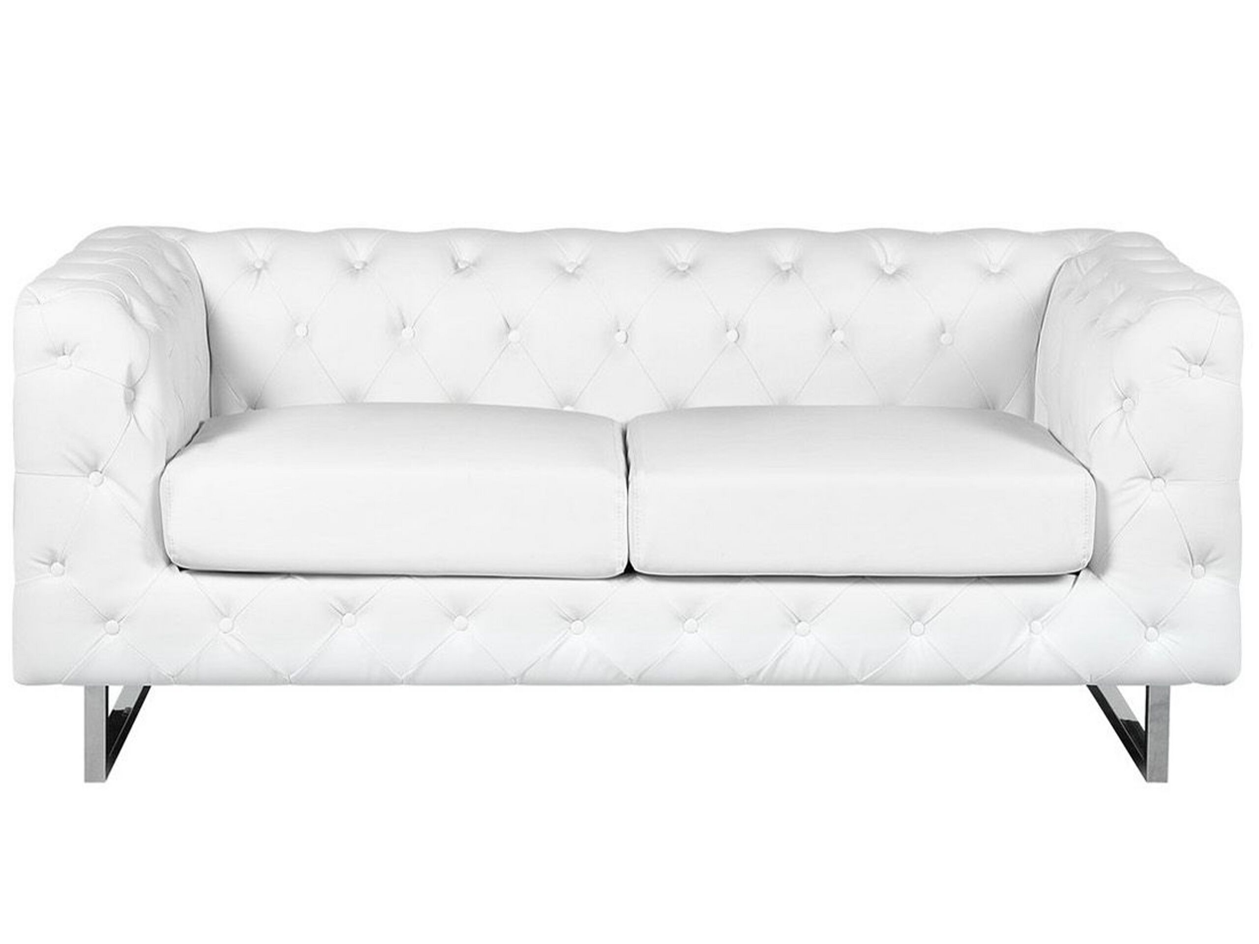 2 Seater Faux Leather Sofa White VISSLAND - Gemini Interiors