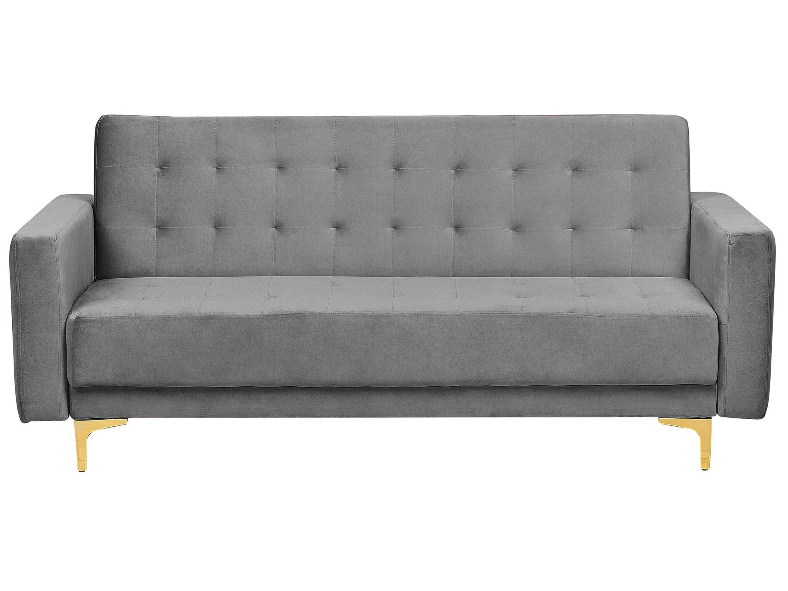 3 Seater Velvet Sofa Bed Grey ABERDEEN - Gemini Interiors