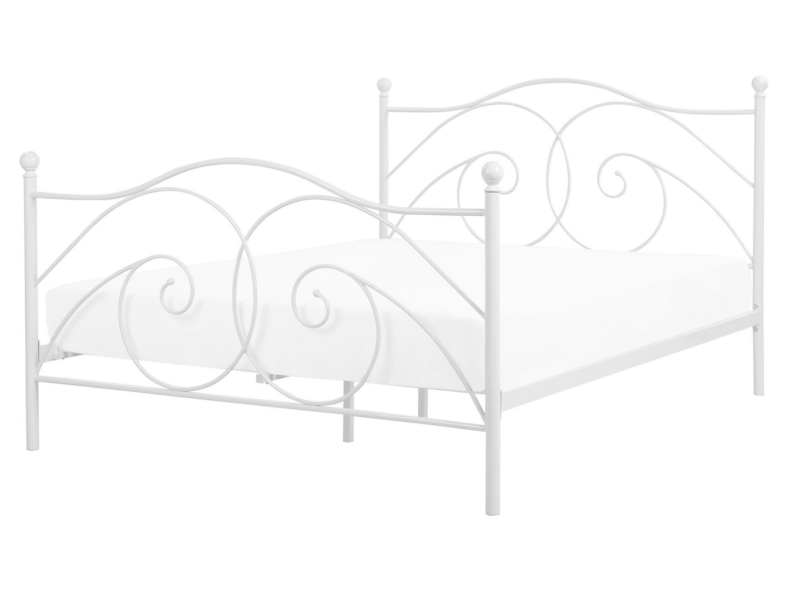 Metal EU King Size Bed White DINARD - Gemini Interiors