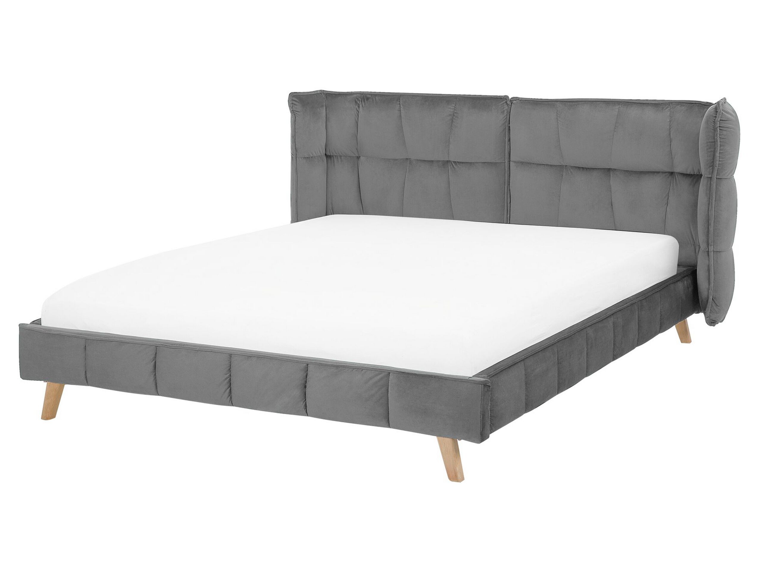 Velvet EU King Size Bed Grey SENLIS - Gemini Interiors