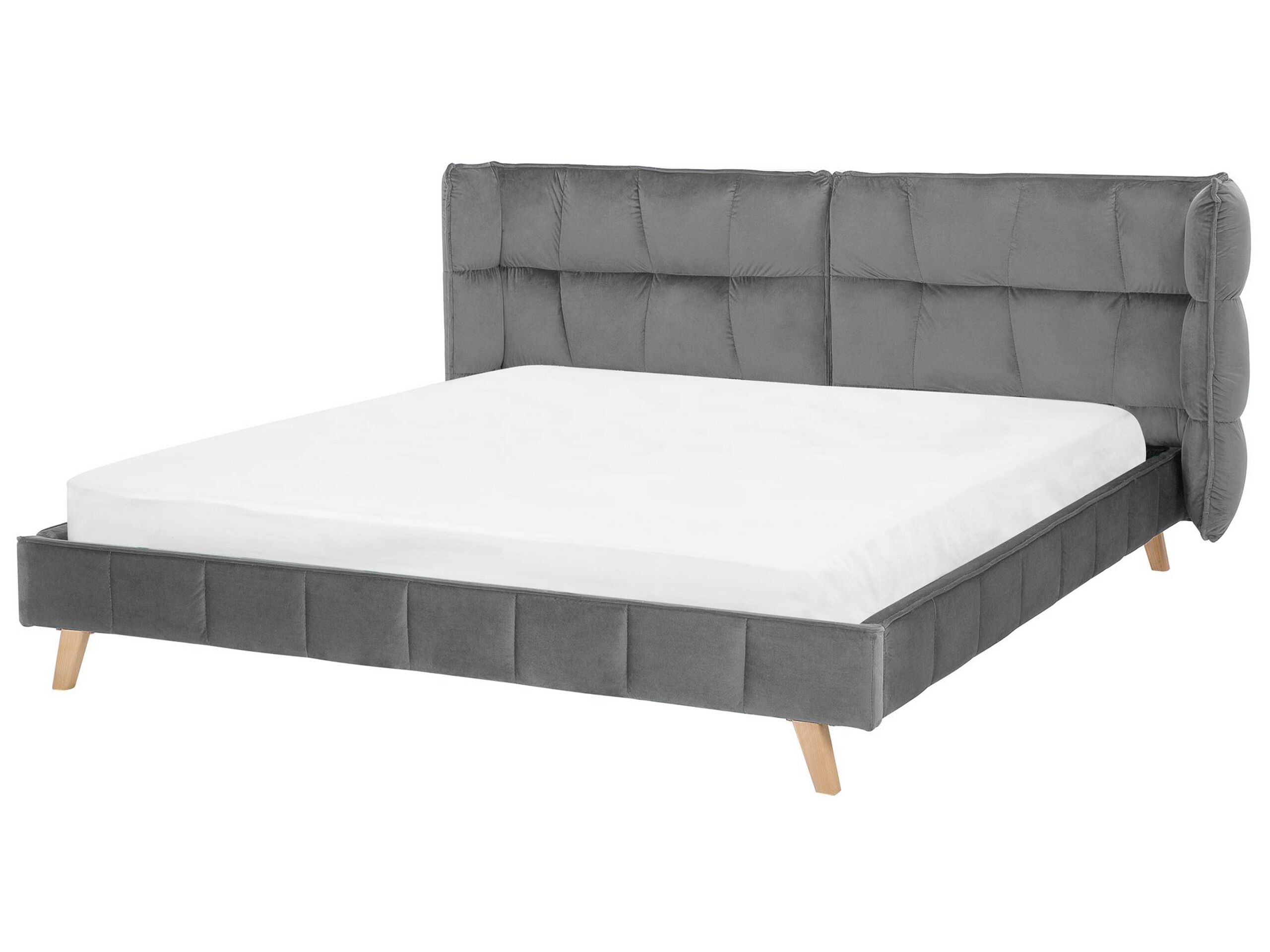 Velvet EU Super King Bed Grey SENLIS - Gemini Interiors
