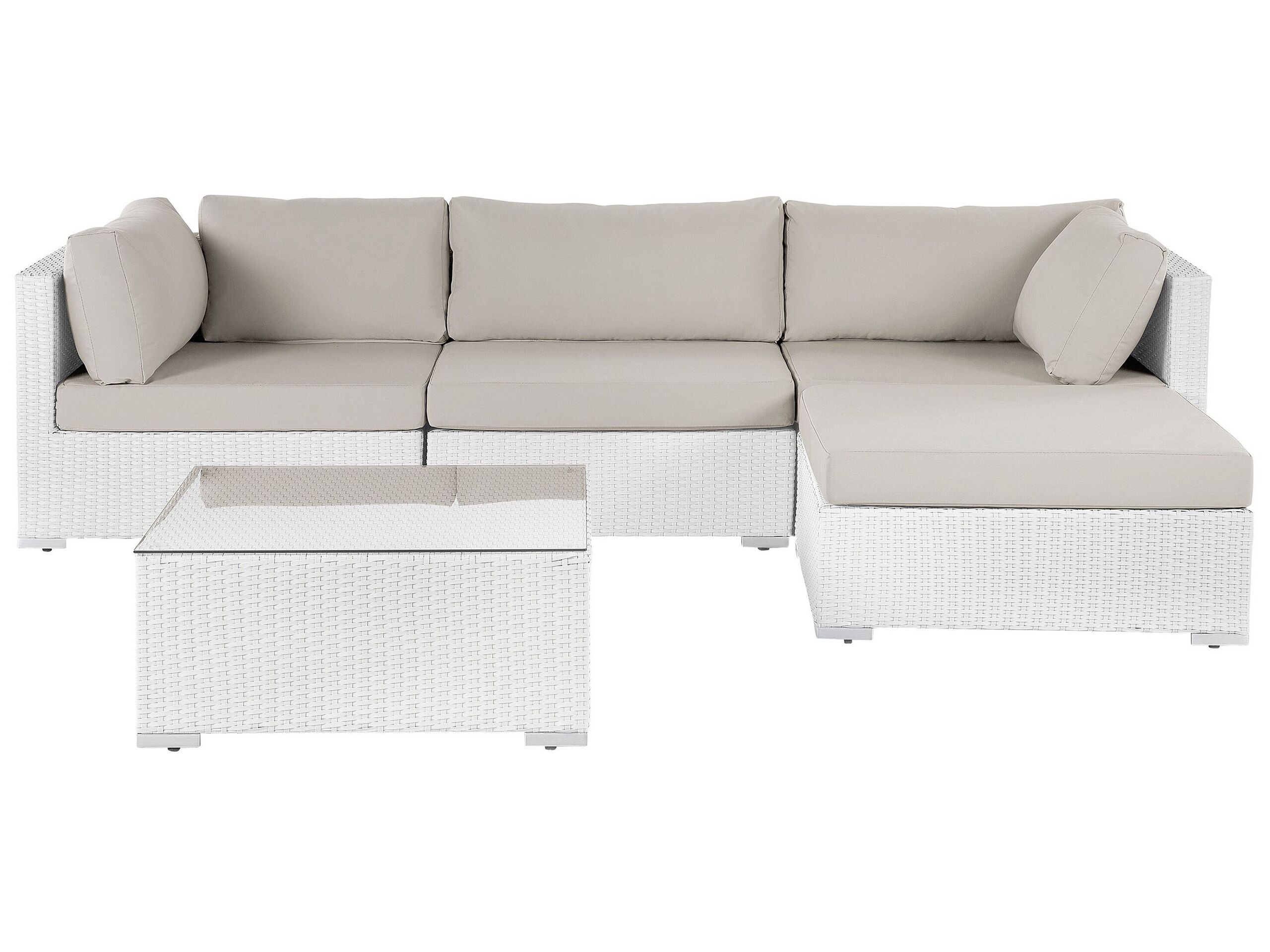 4 Seater PE Rattan Garden Modular Corner Sofa Set White SANO II - Gemini Interiors