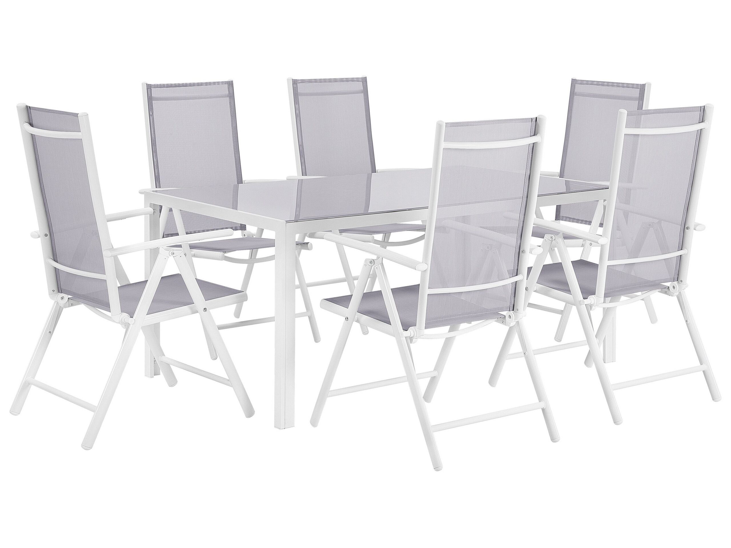 6 Seater Metal Garden Dining Set Grey CATANIA - Gemini Interiors