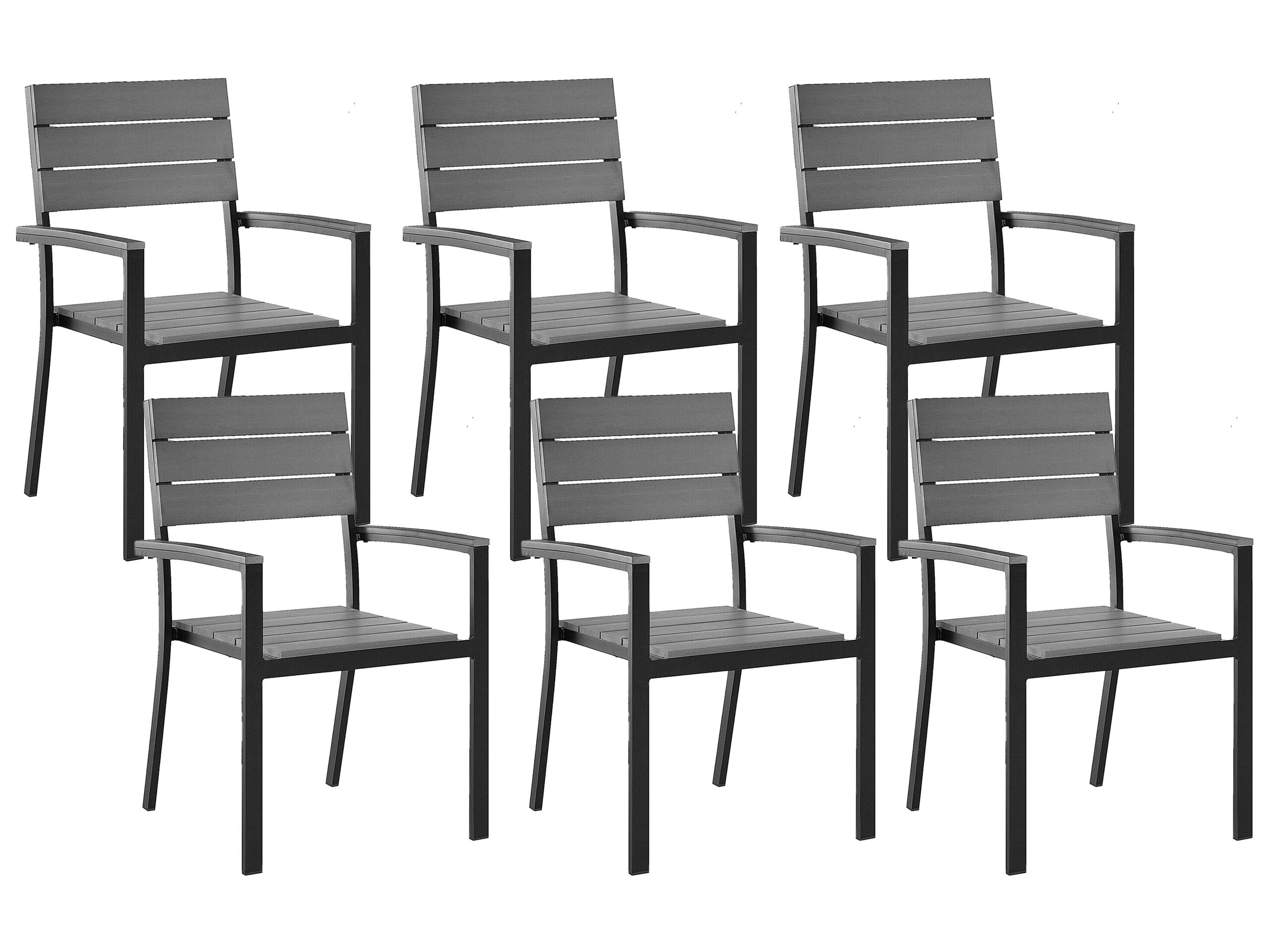 Set of 6 Garden Chairs Grey COMO - Gemini Interiors