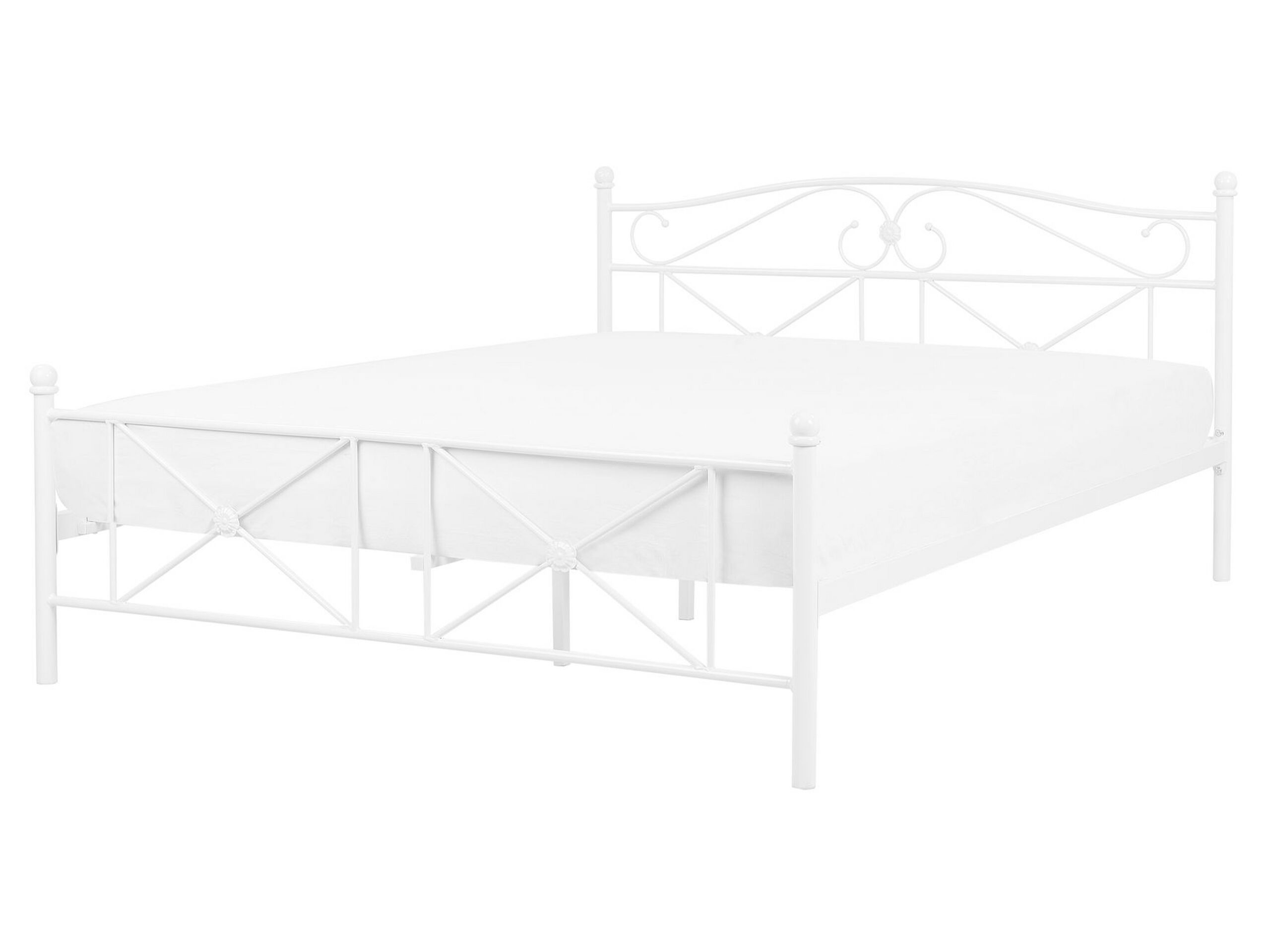 Metal EU King Size Bed White RODEZ - Gemini Interiors