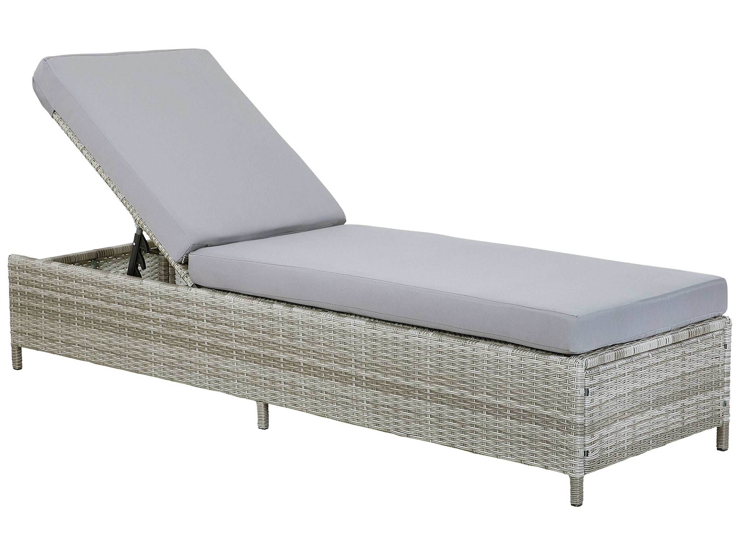 PE Rattan Reclining Sun Lounger Grey TURIN II - Gemini Interiors