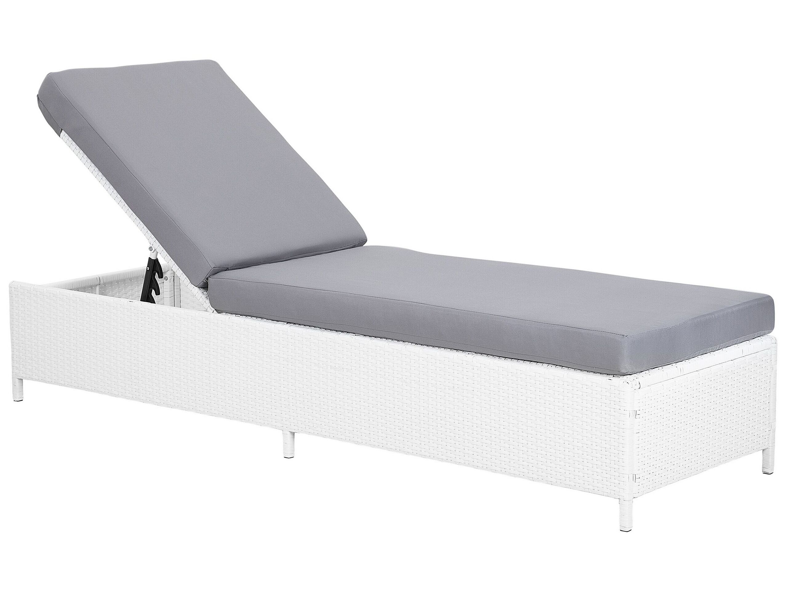 PE Rattan Reclining Sun Lounger White TURIN II - Gemini Interiors