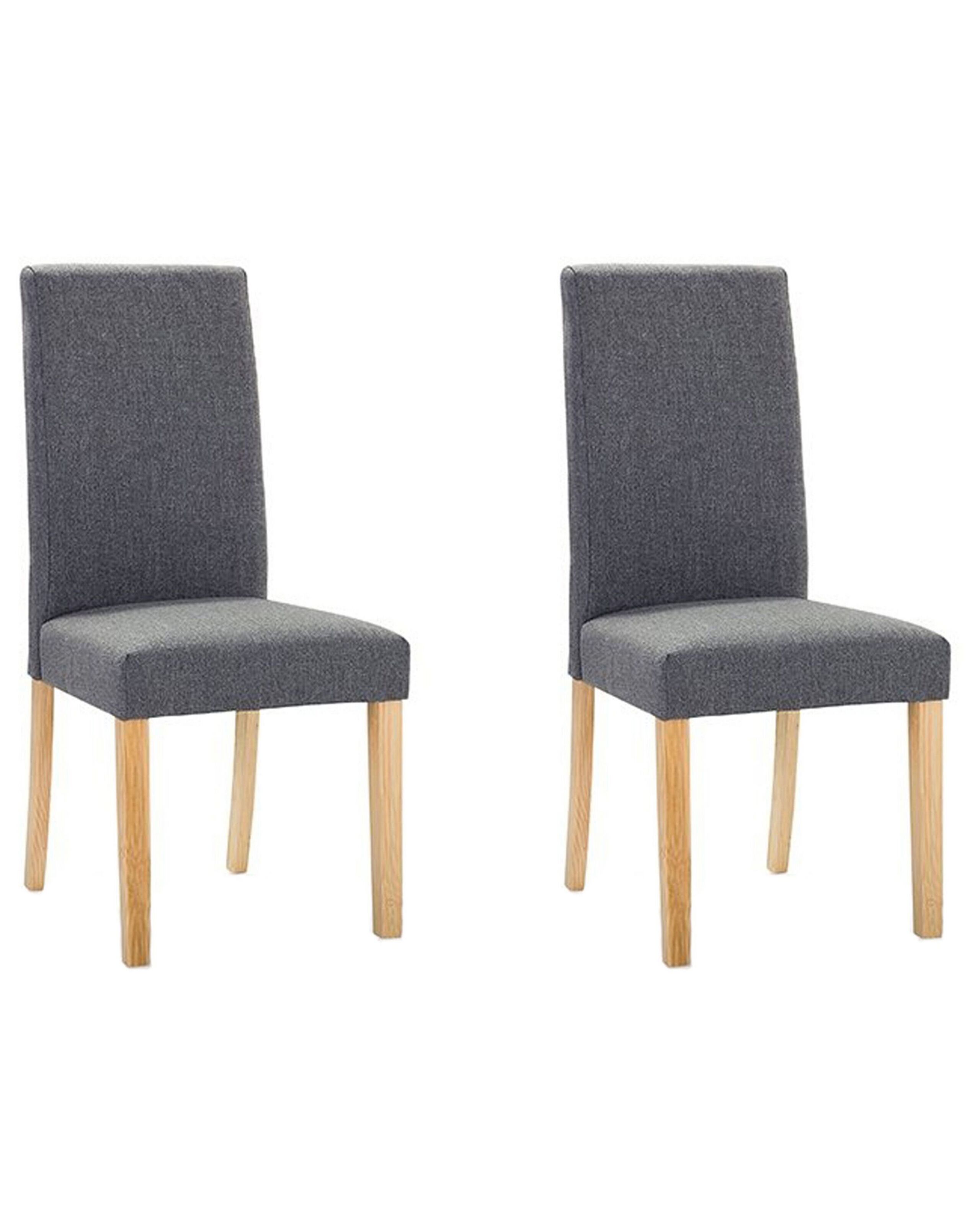 Set of 2 Fabric Dining Chairs Grey BROADWAY - Gemini Interiors