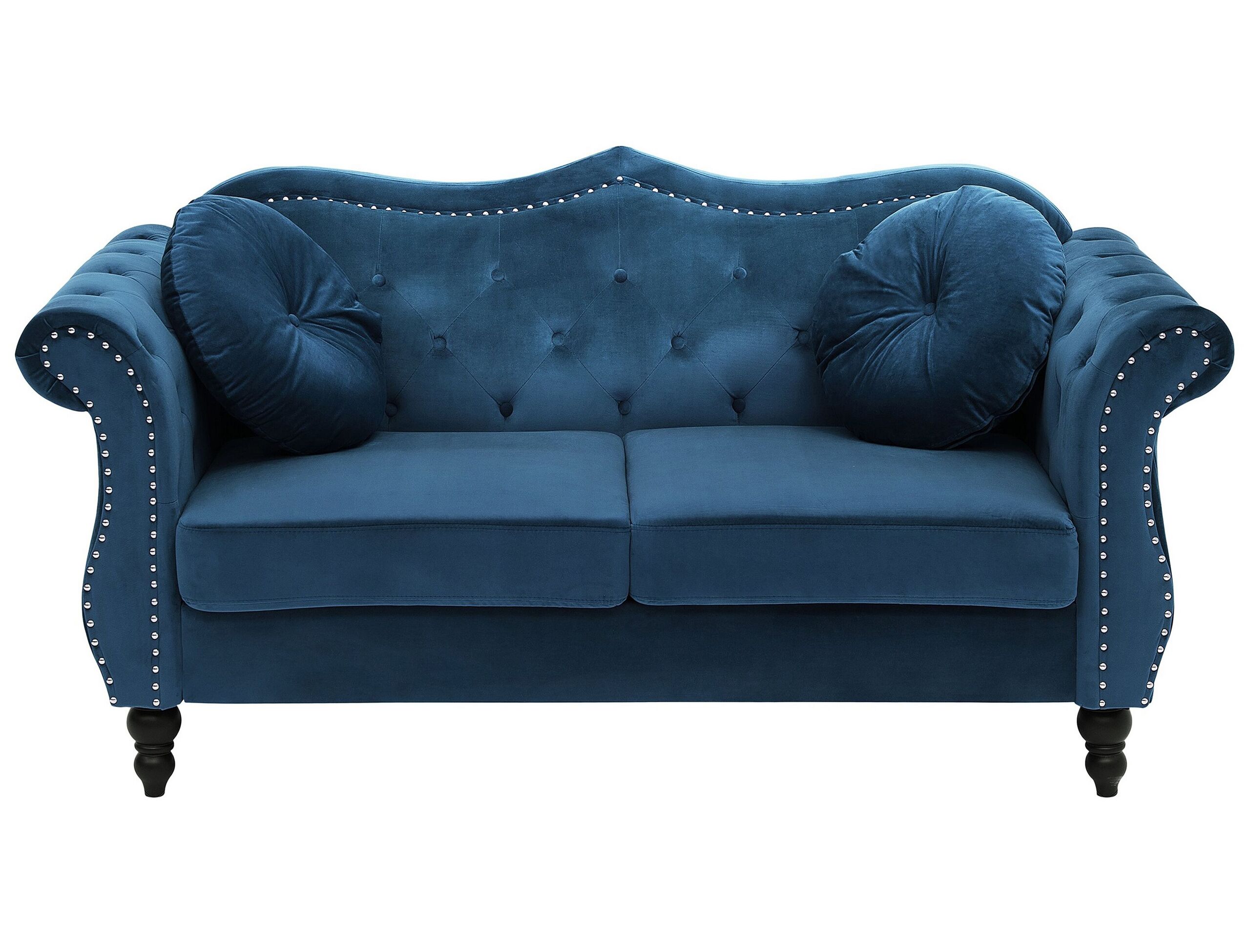 2 Seater Velvet Sofa Navy Blue SKIEN - Gemini Interiors