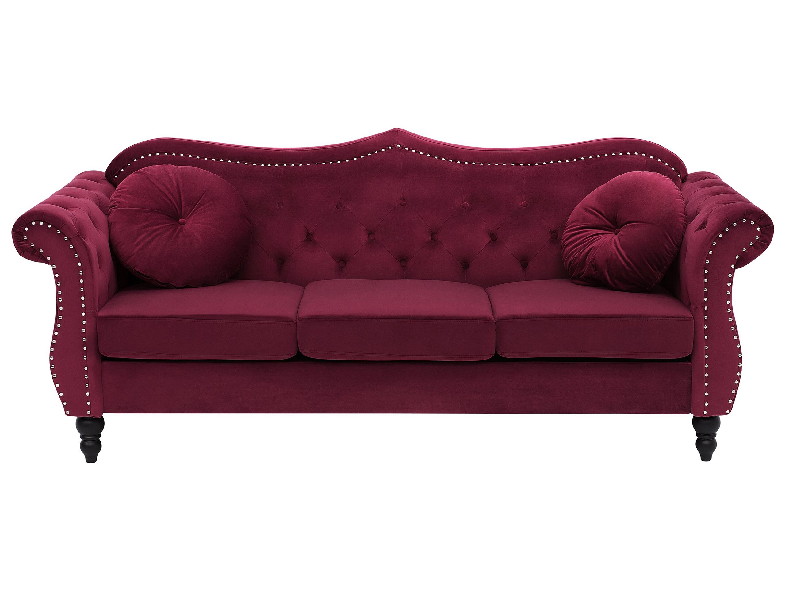 3 Seater Velvet Sofa Burgundy SKIEN - Gemini Interiors