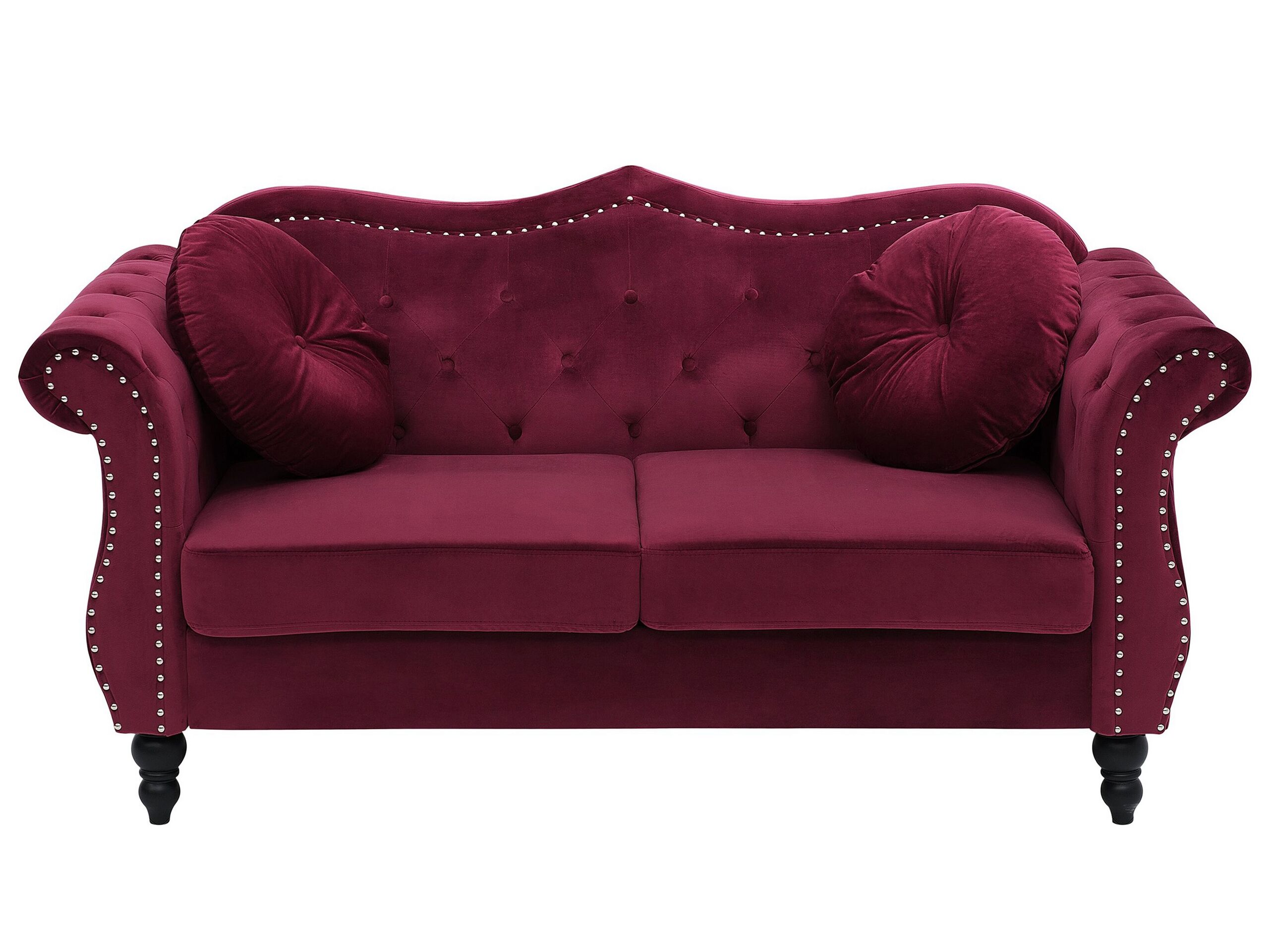 2 Seater Velvet Sofa Burgundy SKIEN - Gemini Interiors