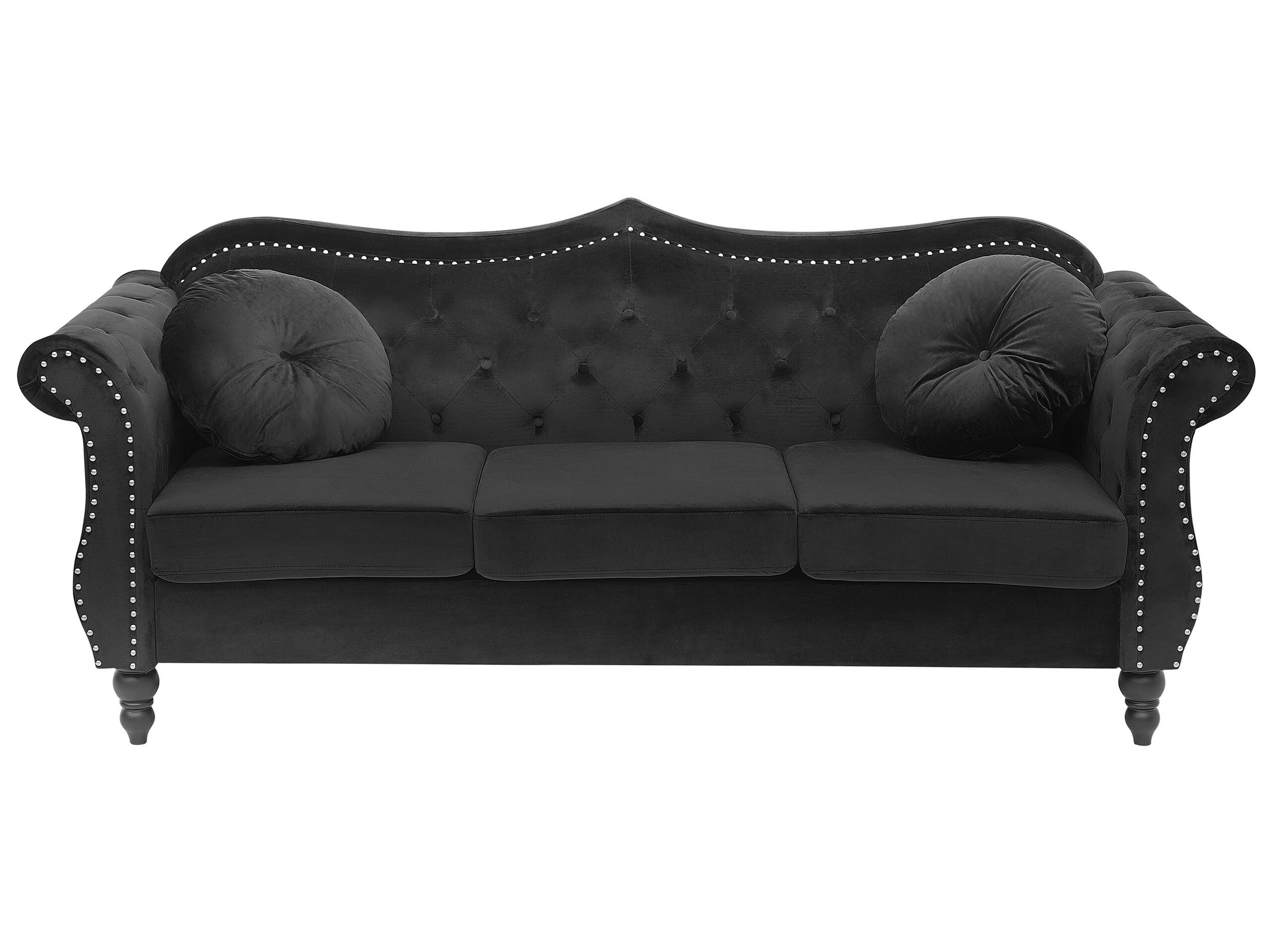 3 Seater Velvet Sofa Black SKIEN - Gemini Interiors