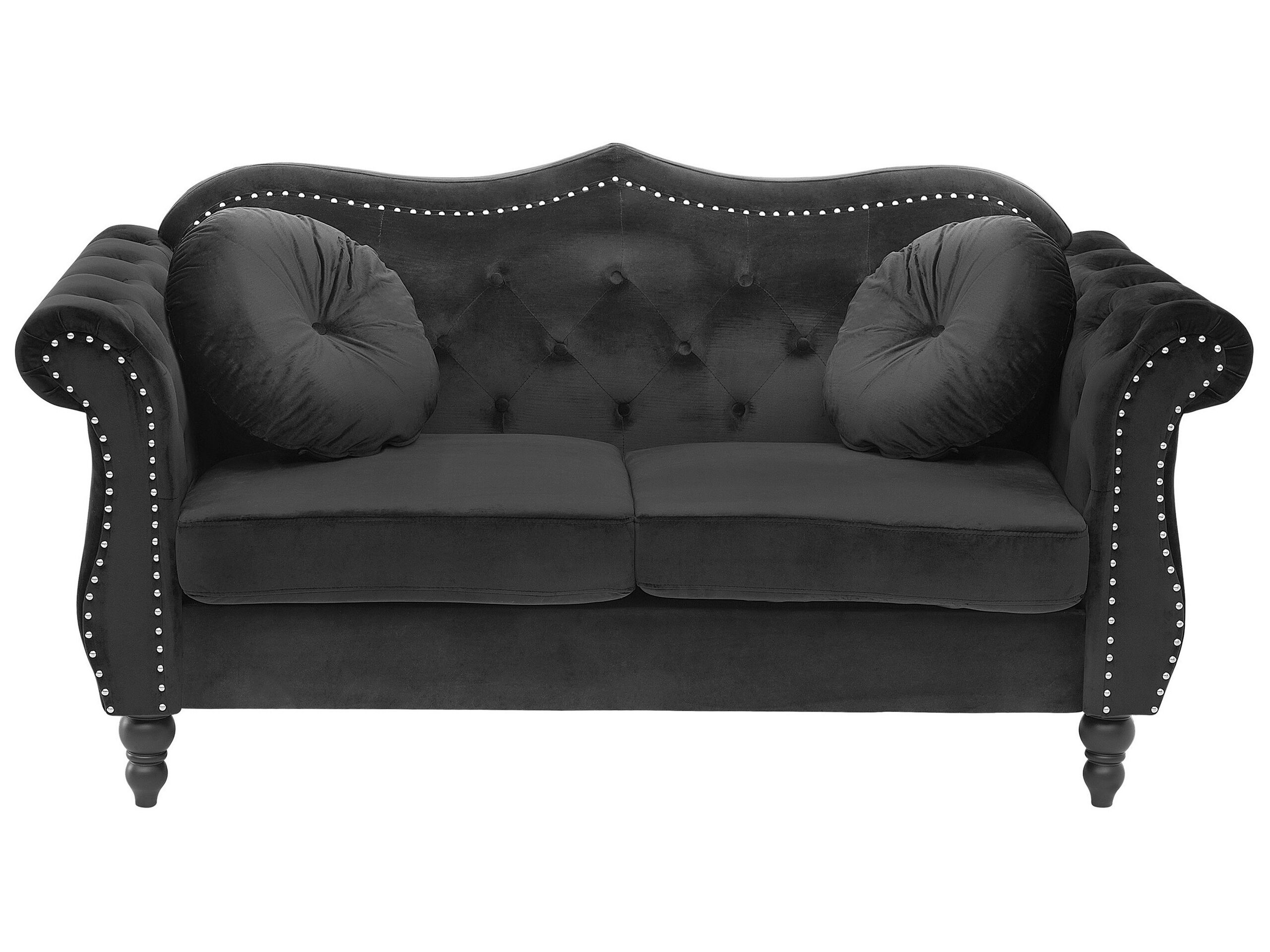 2 Seater Velvet Sofa Black SKIEN - Gemini Interiors