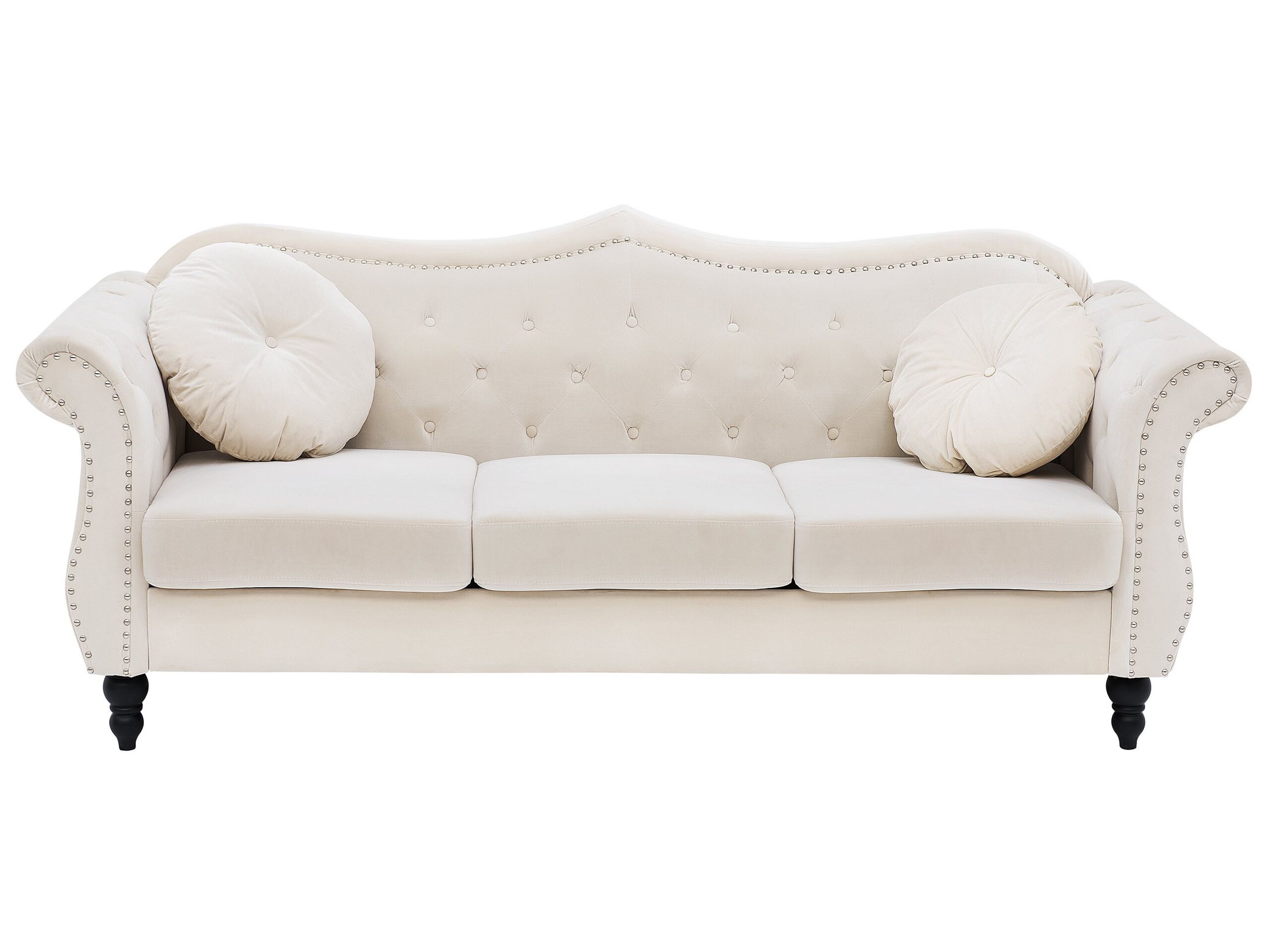 3 Seater Velvet Sofa Beige SKIEN - Gemini Interiors