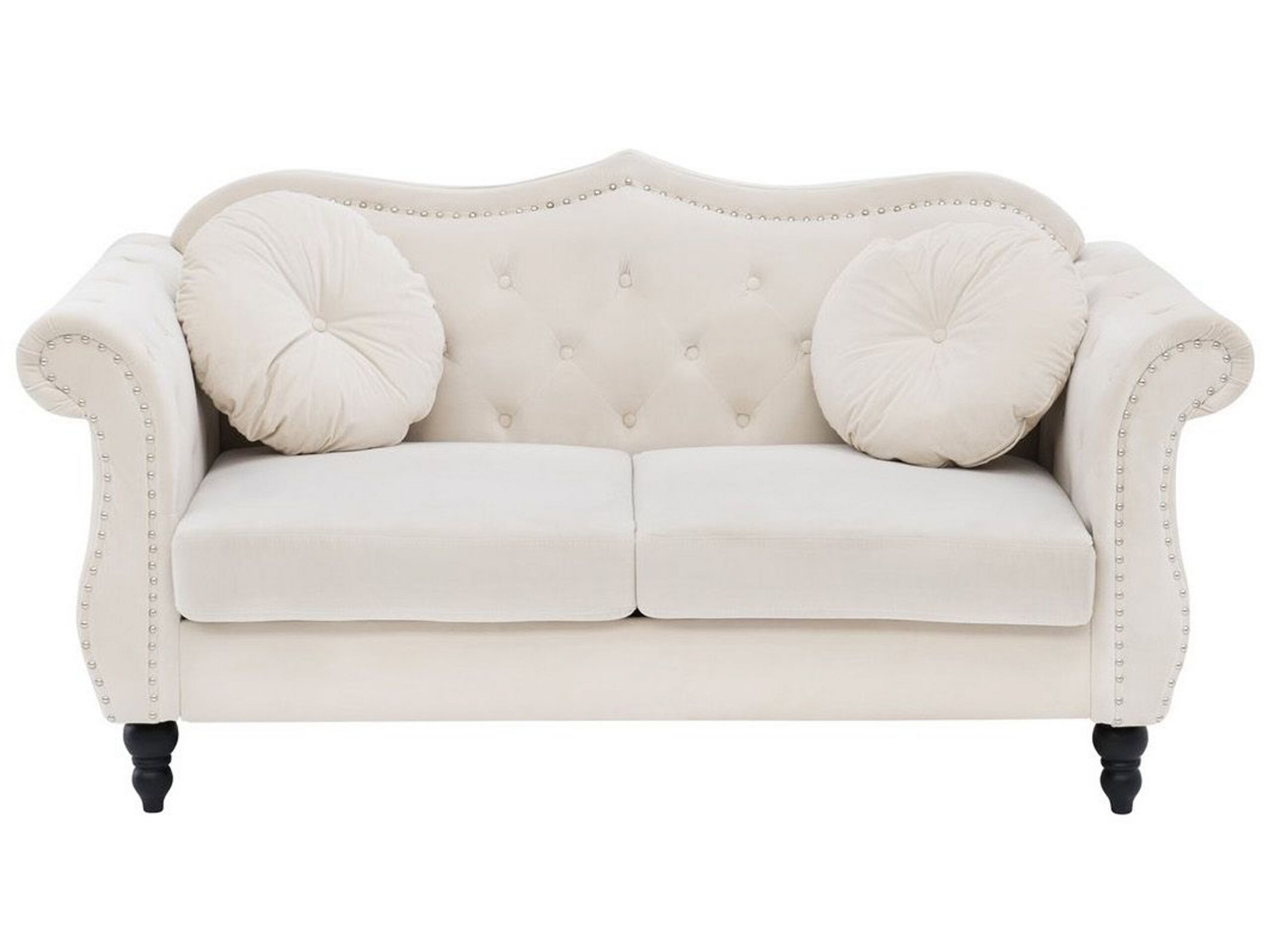 2 Seater Velvet Sofa Beige SKIEN - Gemini Interiors