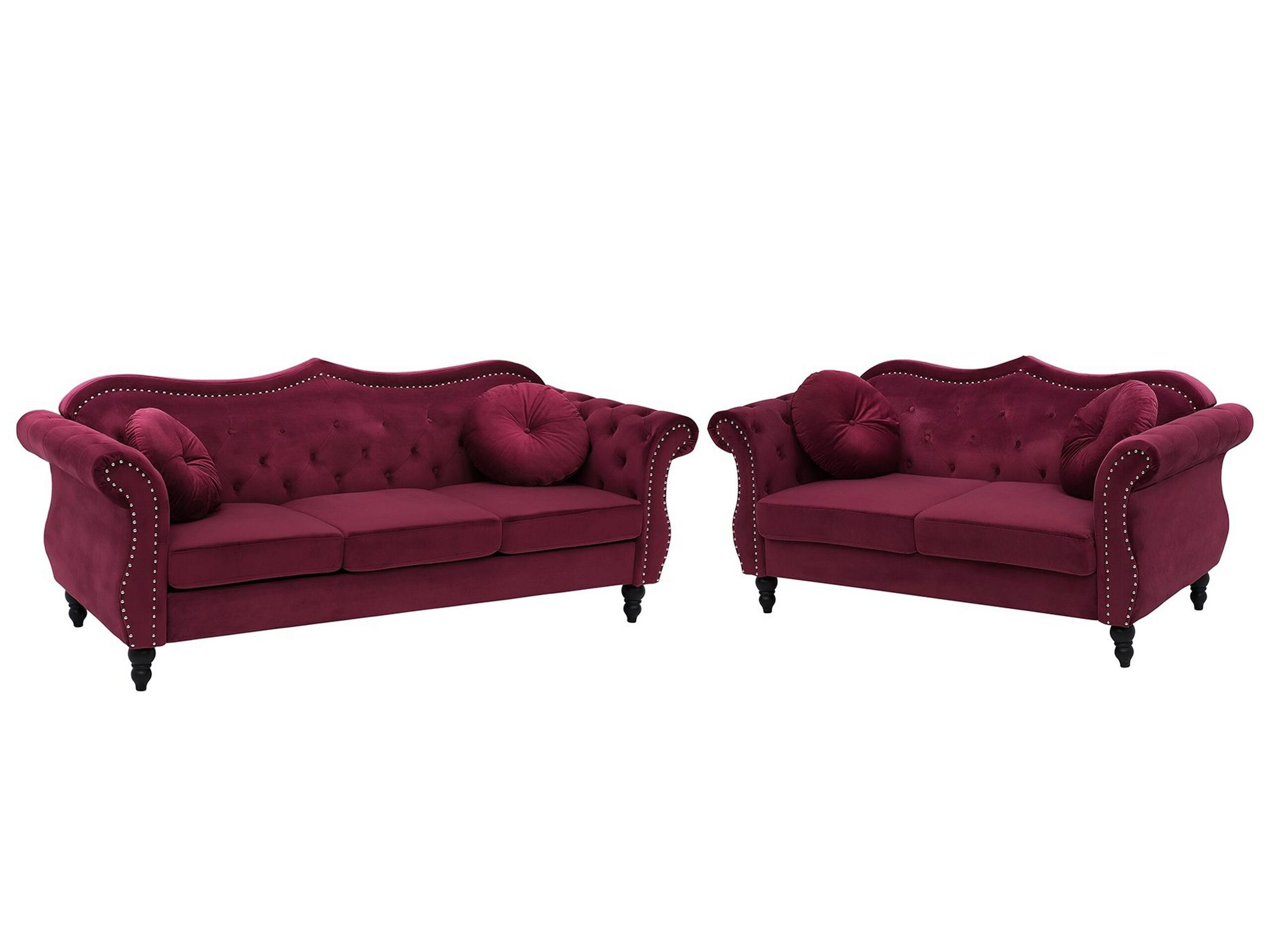 Velvet Sofa Set Burgundy SKIEN - Gemini Interiors