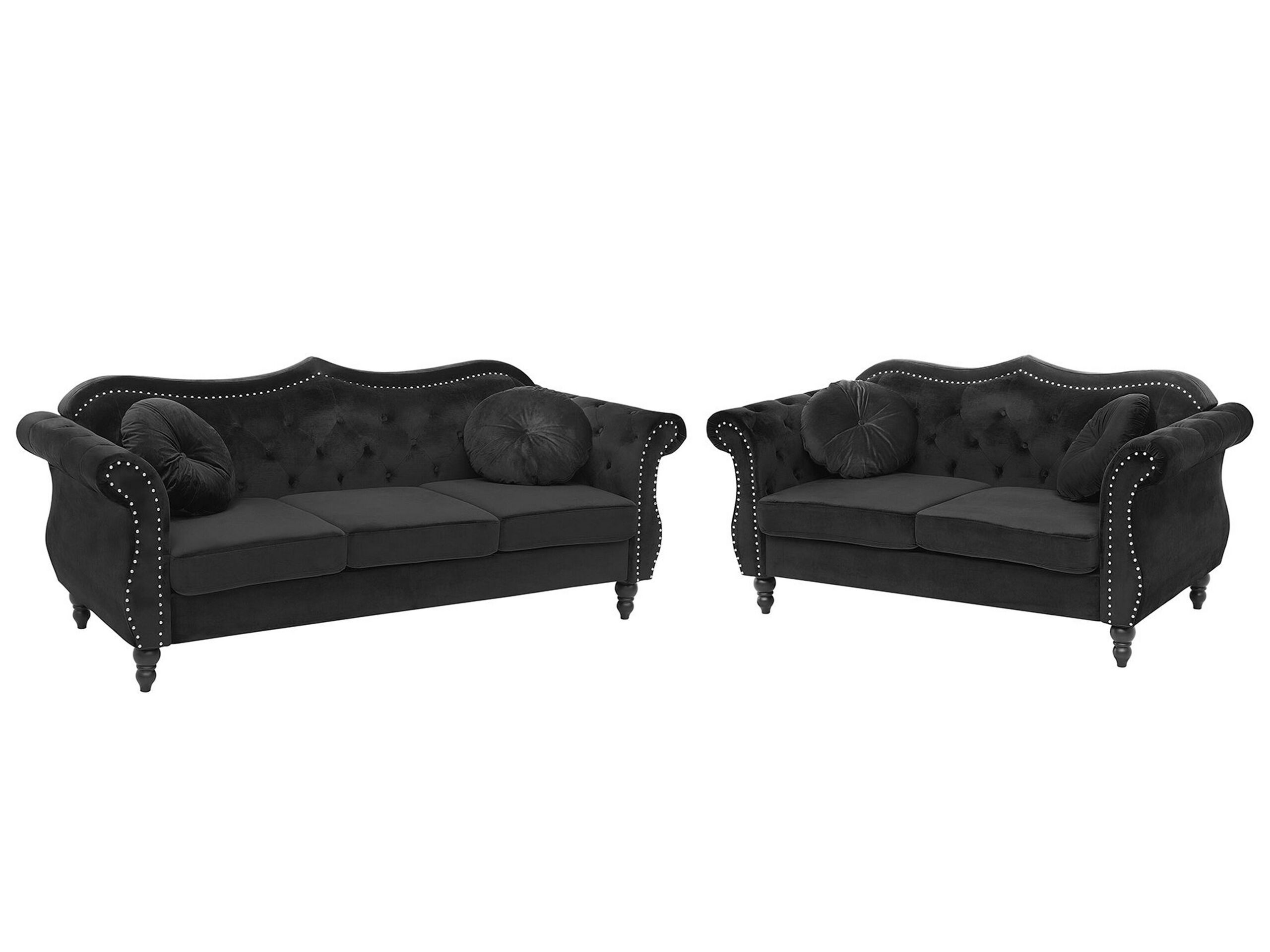 Velvet Sofa Set Black SKIEN - Gemini Interiors