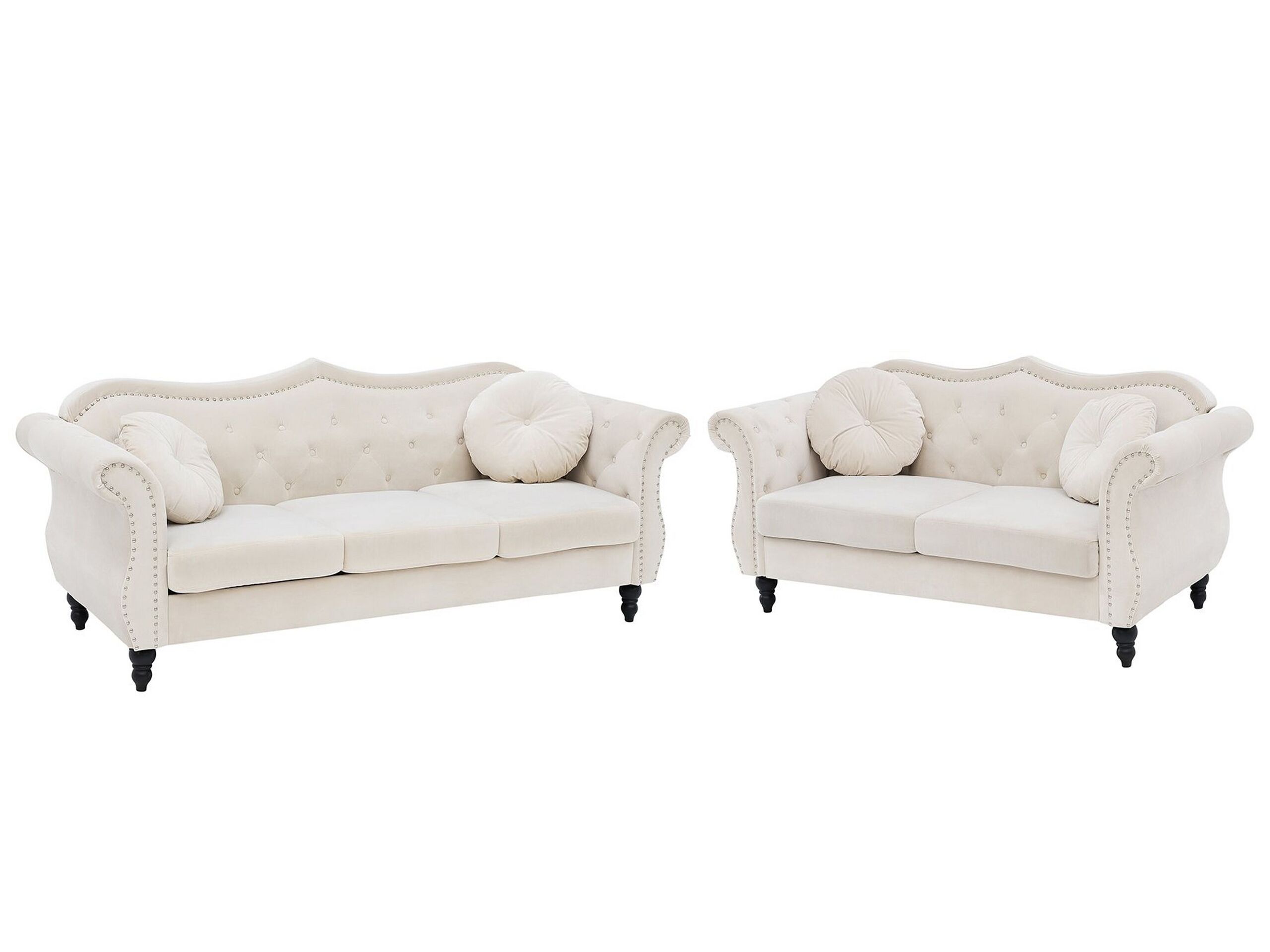 Velvet Sofa Set Beige SKIEN - Gemini Interiors