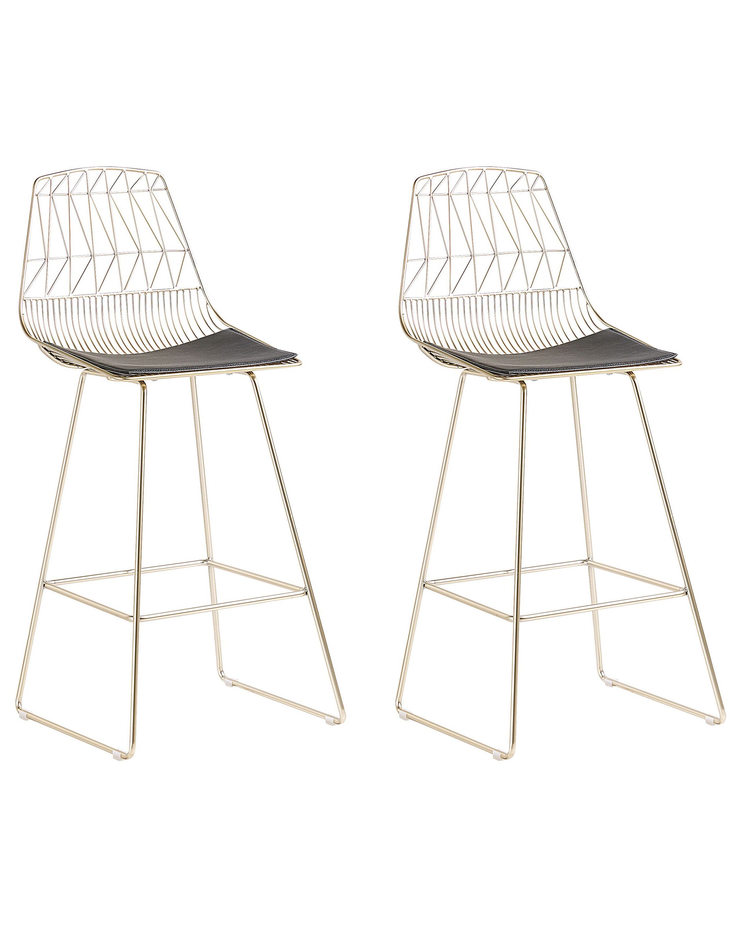Set of 2 Metal Bar Chairs Gold PRESTON - Gemini Interiors