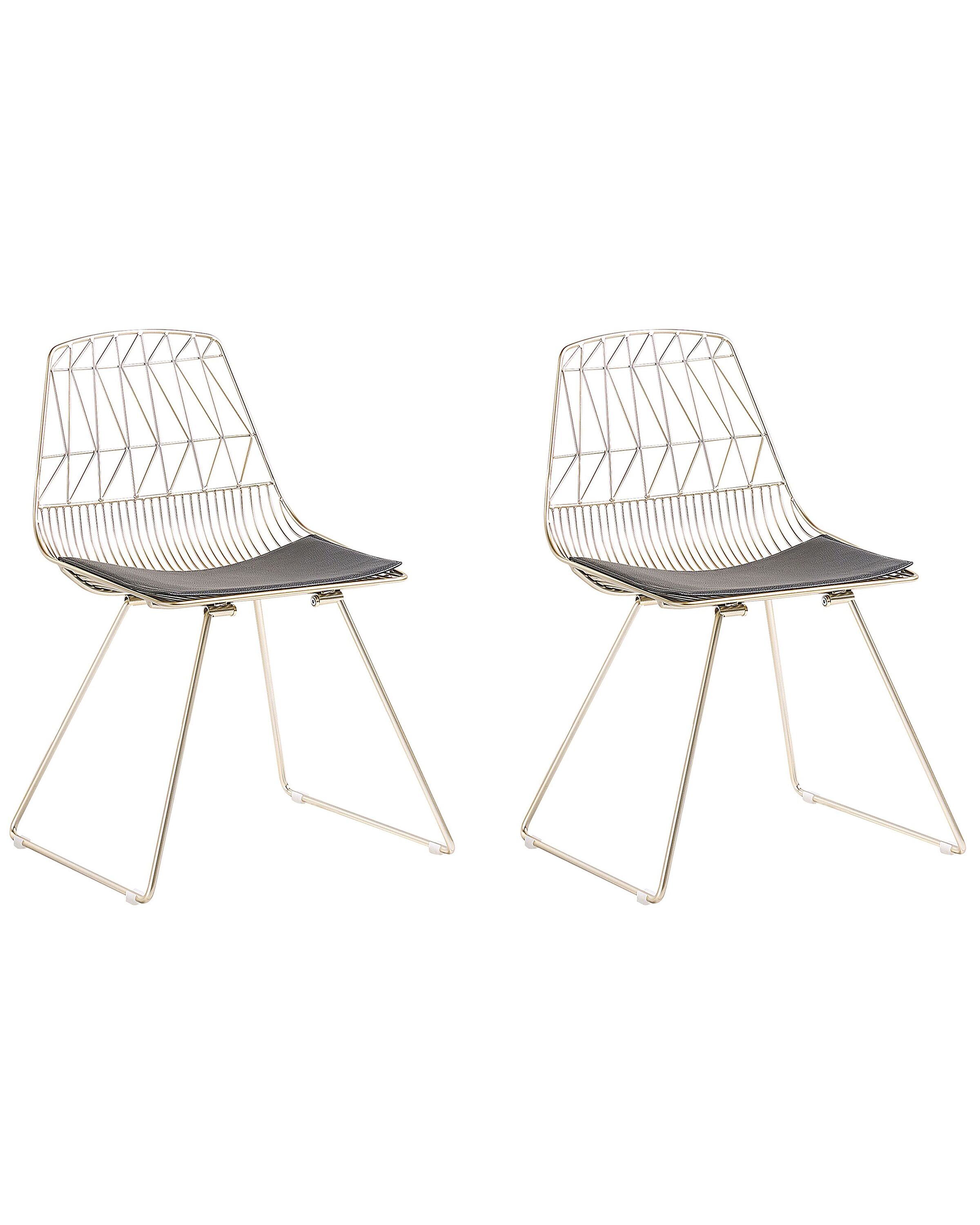 Set of 2 Metal Accent Chairs Gold HARLAN - Gemini Interiors