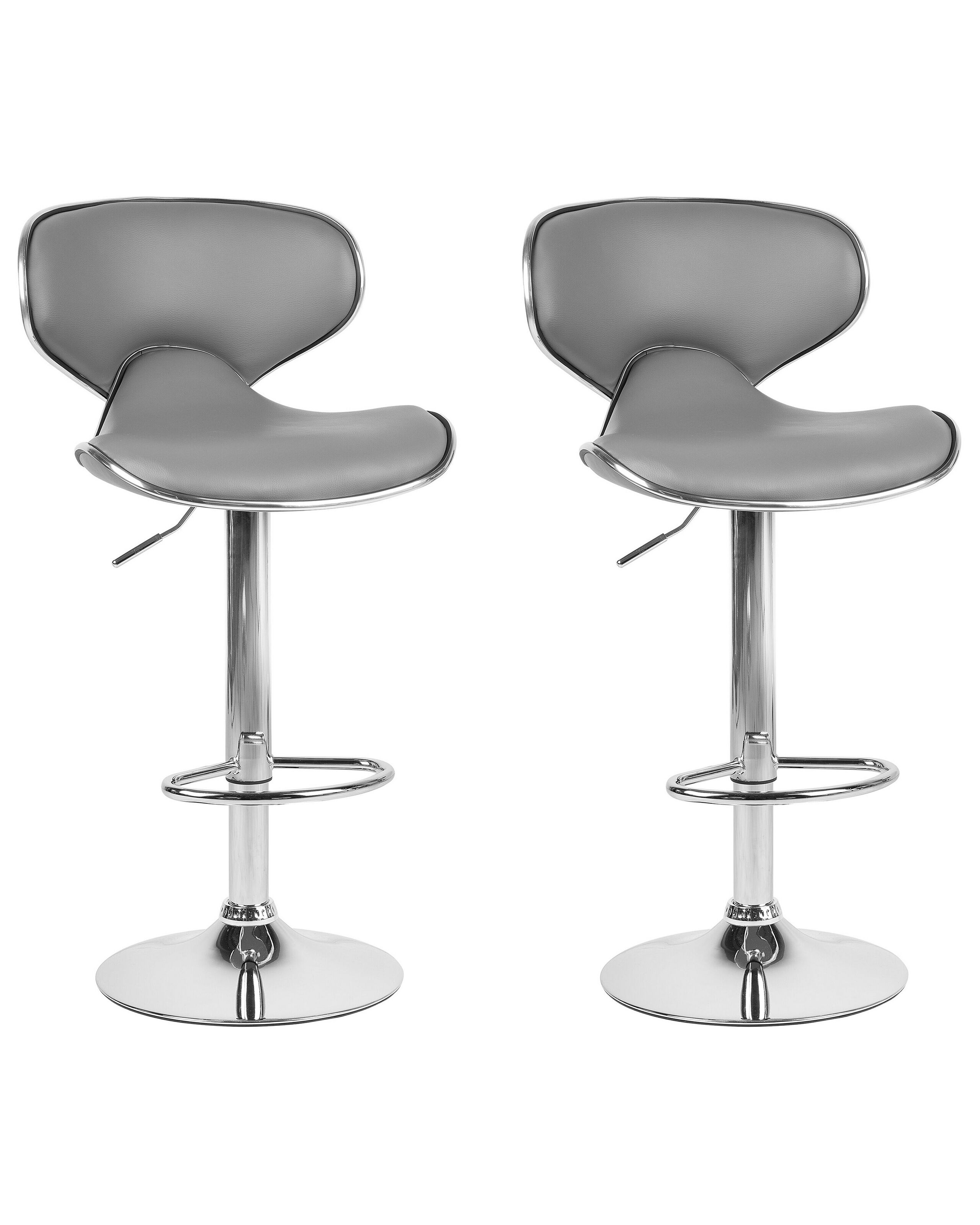 Set of 2 Faux Leather Swivel Bar Stools Grey CONWAY - Gemini Interiors
