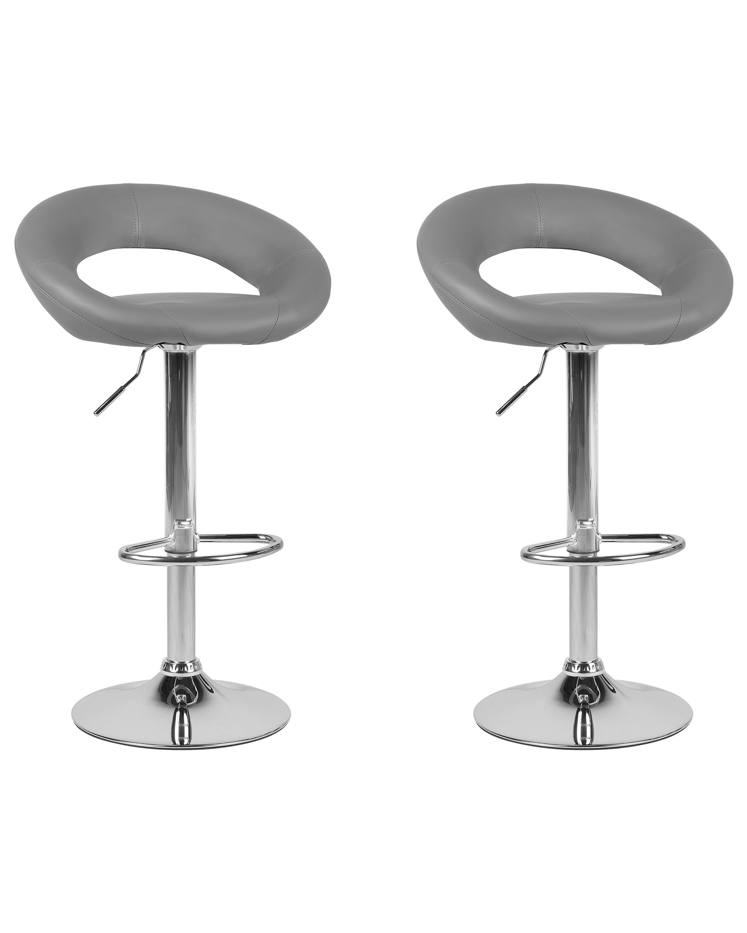 Set of 2 Faux Leather Swivel Bar Stools Grey PEORIA - Gemini Interiors