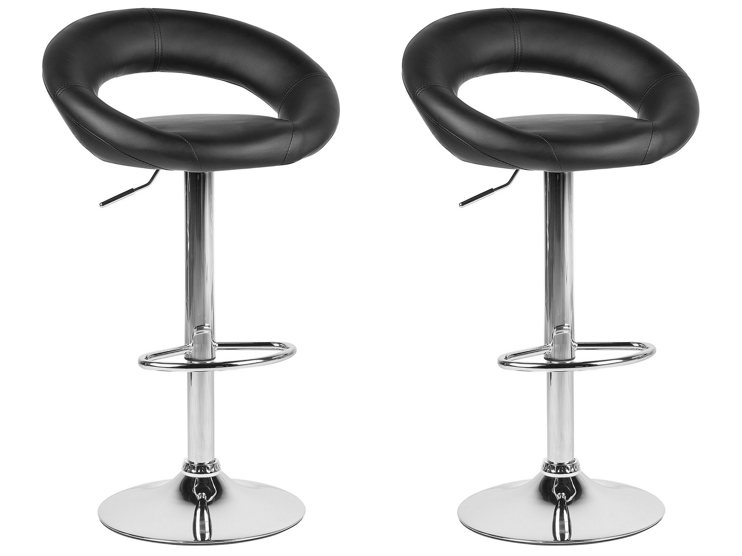 Set of 2 Faux Leather Swivel Bar Stools Black PEORIA - Gemini Interiors