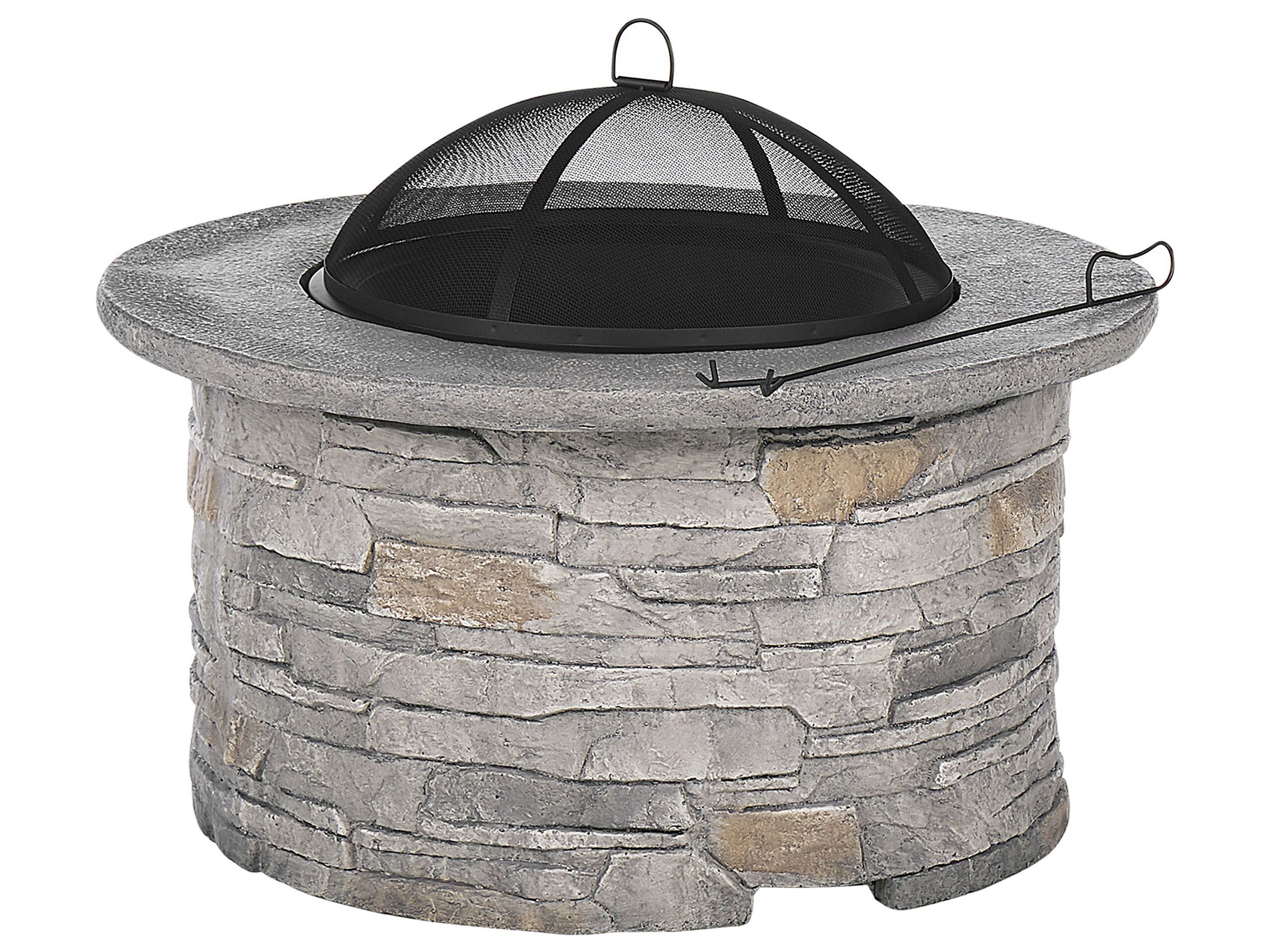 Round Fire Pit Grey TAMBORA - Gemini Interiors