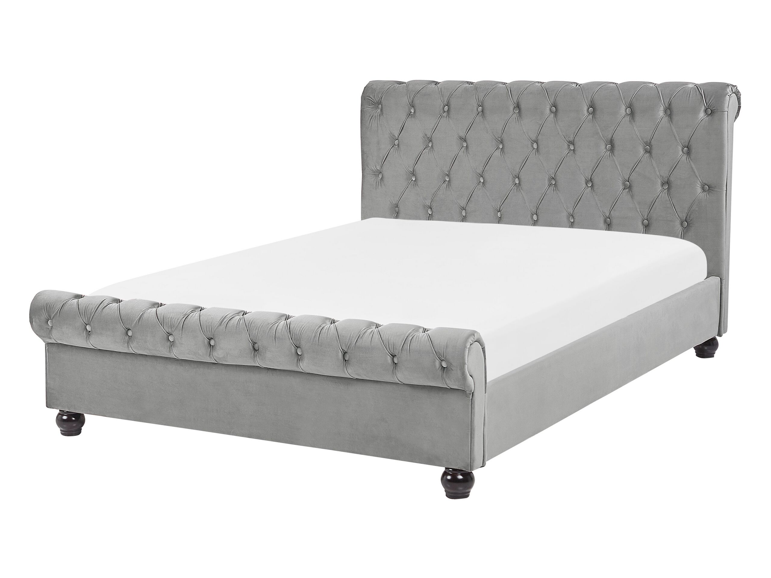 Velvet EU Double Bed Light Grey AVALLON - Gemini Interiors