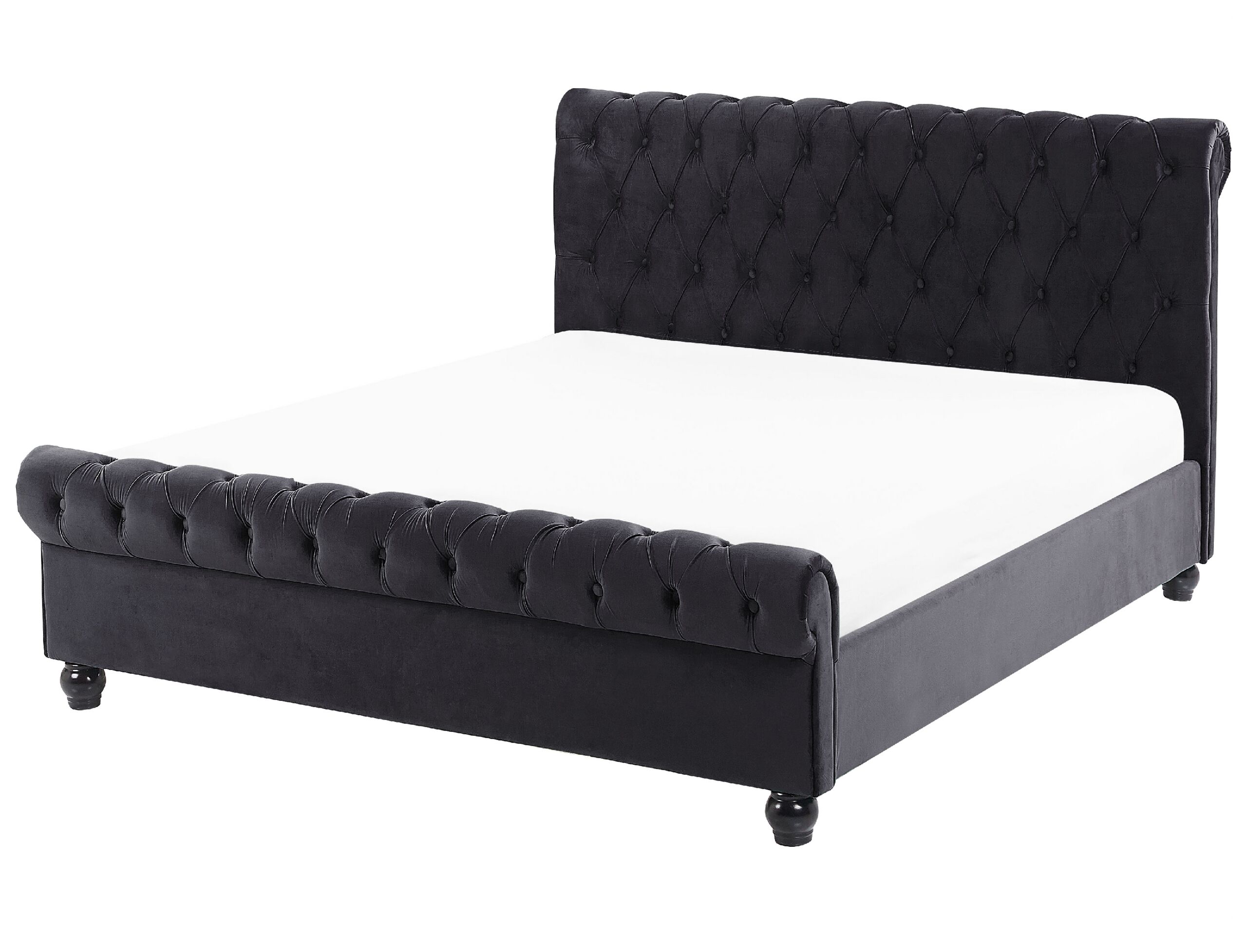 Velvet EU Double Bed Black AVALLON - Gemini Interiors