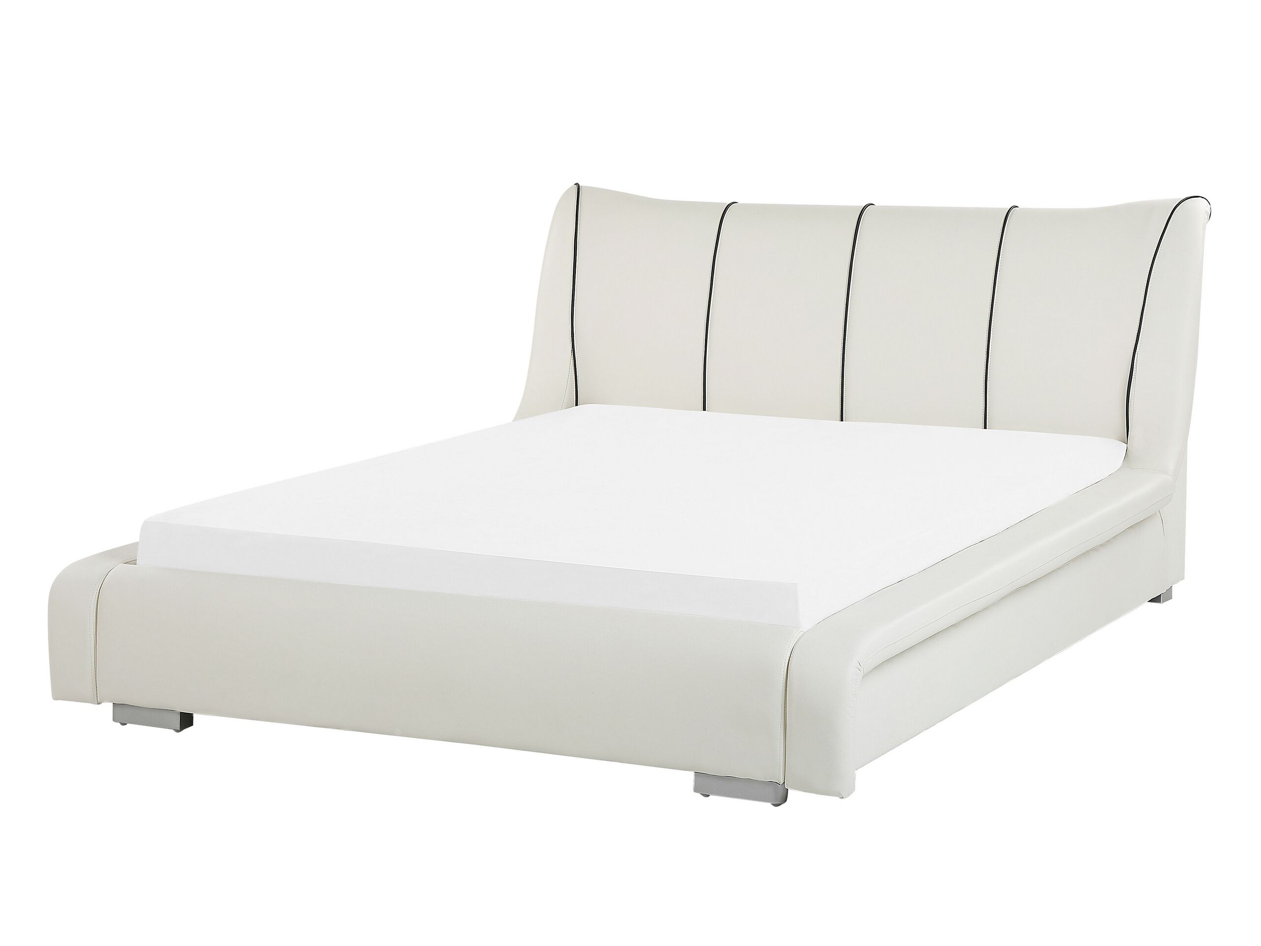 Leather EU Double Bed White NANTES - Gemini Interiors