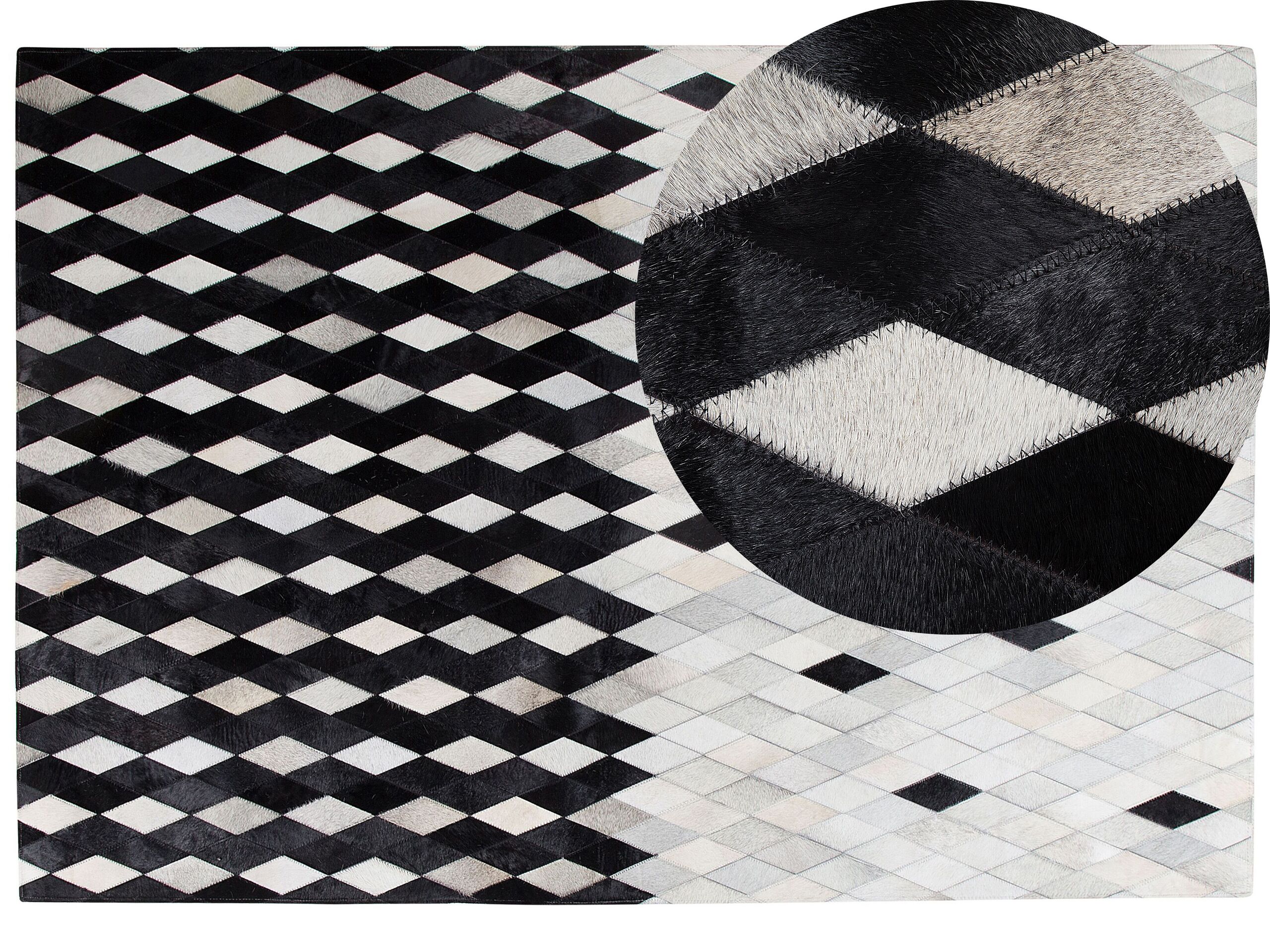 Cowhide Area Rug 160x230cm Black and White - Gemini Interiors