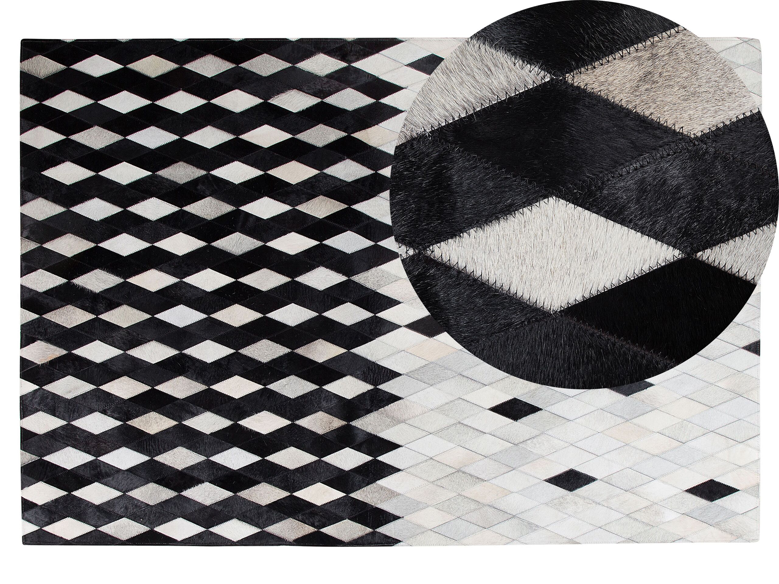 Cowhide Area Rug 140x200cm Black and White - Gemini Interiors